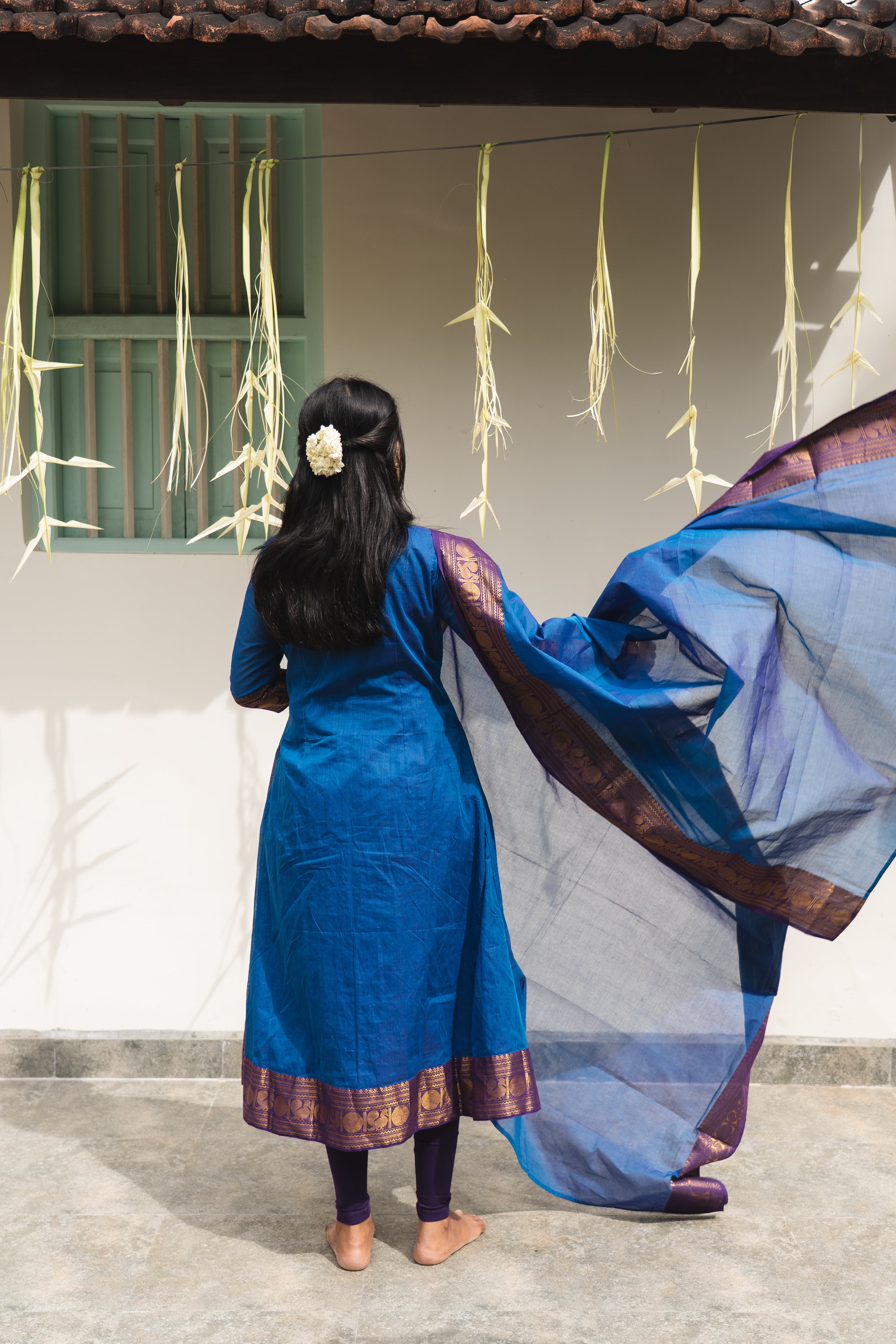 Blue Kanchi Cotton Top & Dupatta
