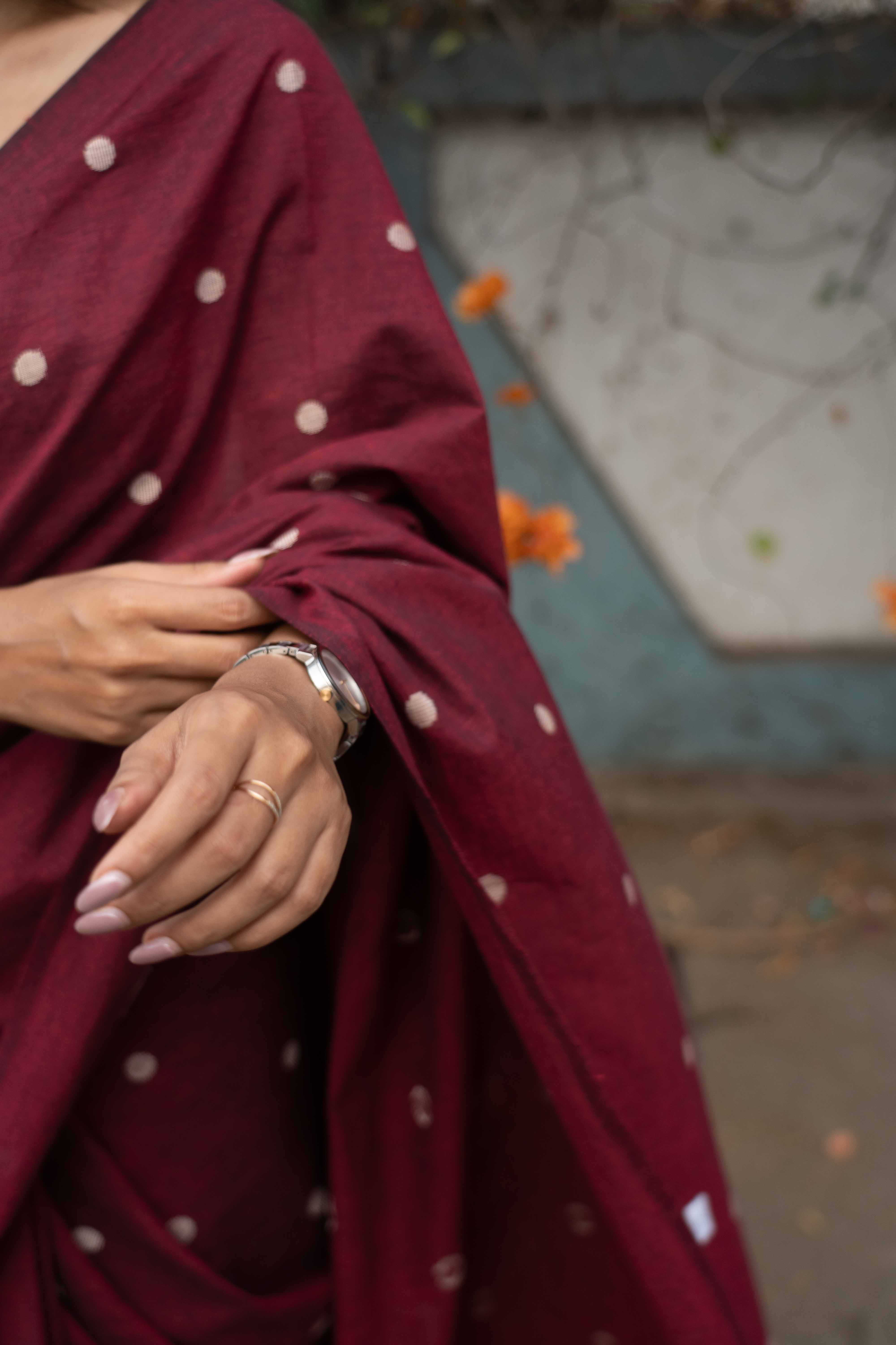 Maroon tuli saree