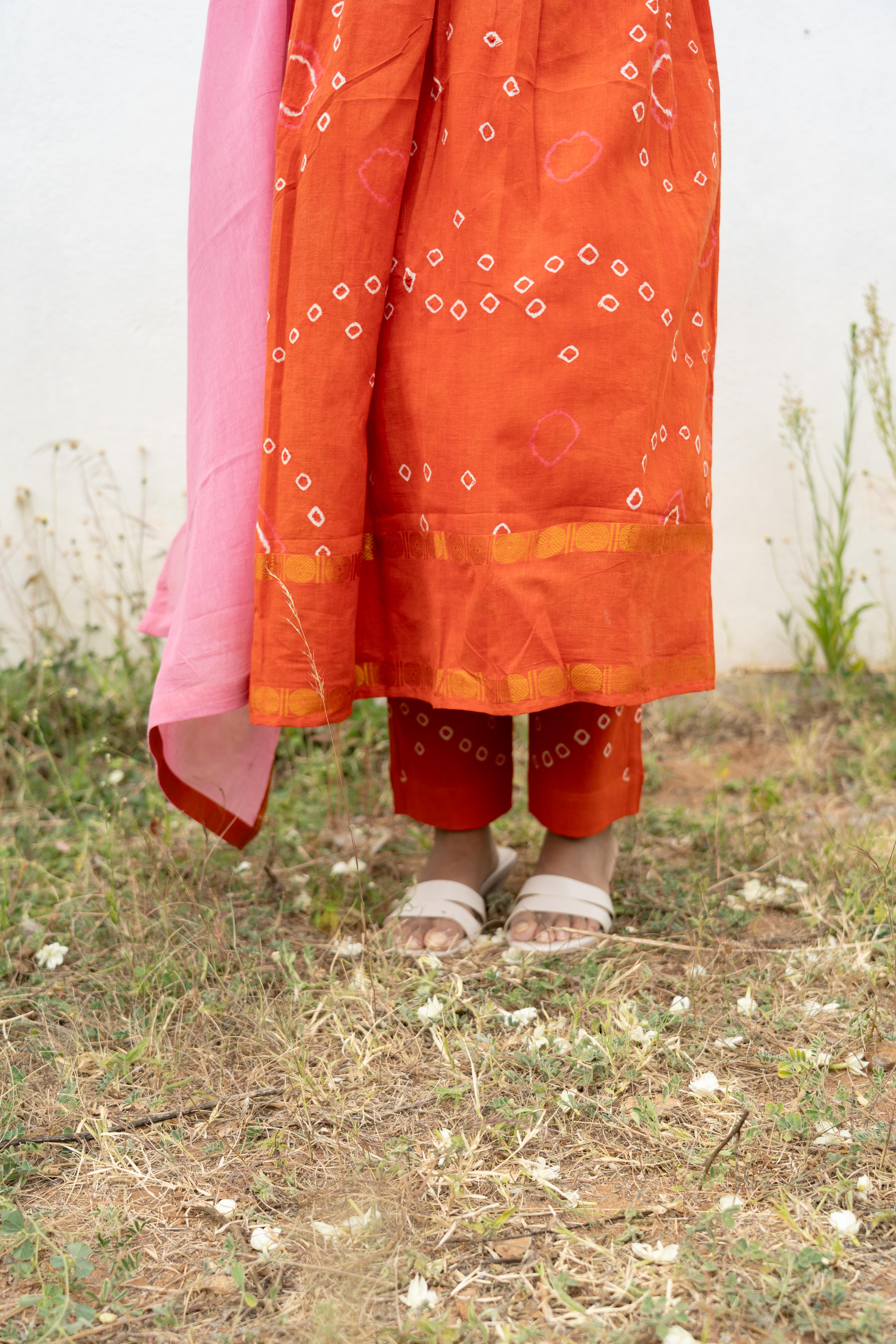 Orange Blush Sungudi Anarkali Set