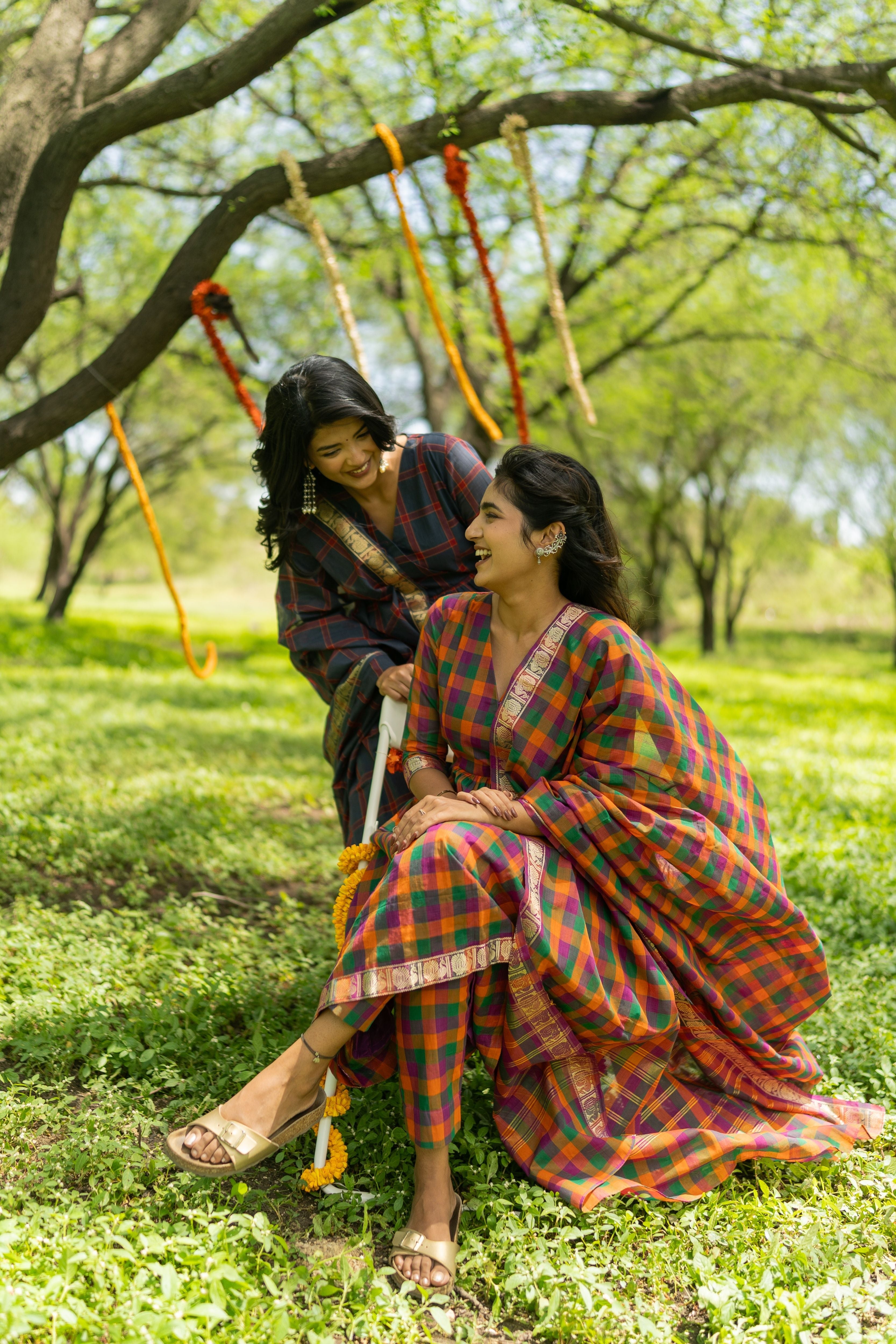 Multi Color Madras Checks Kanchi Cotton -( Pants / Bottom Only )