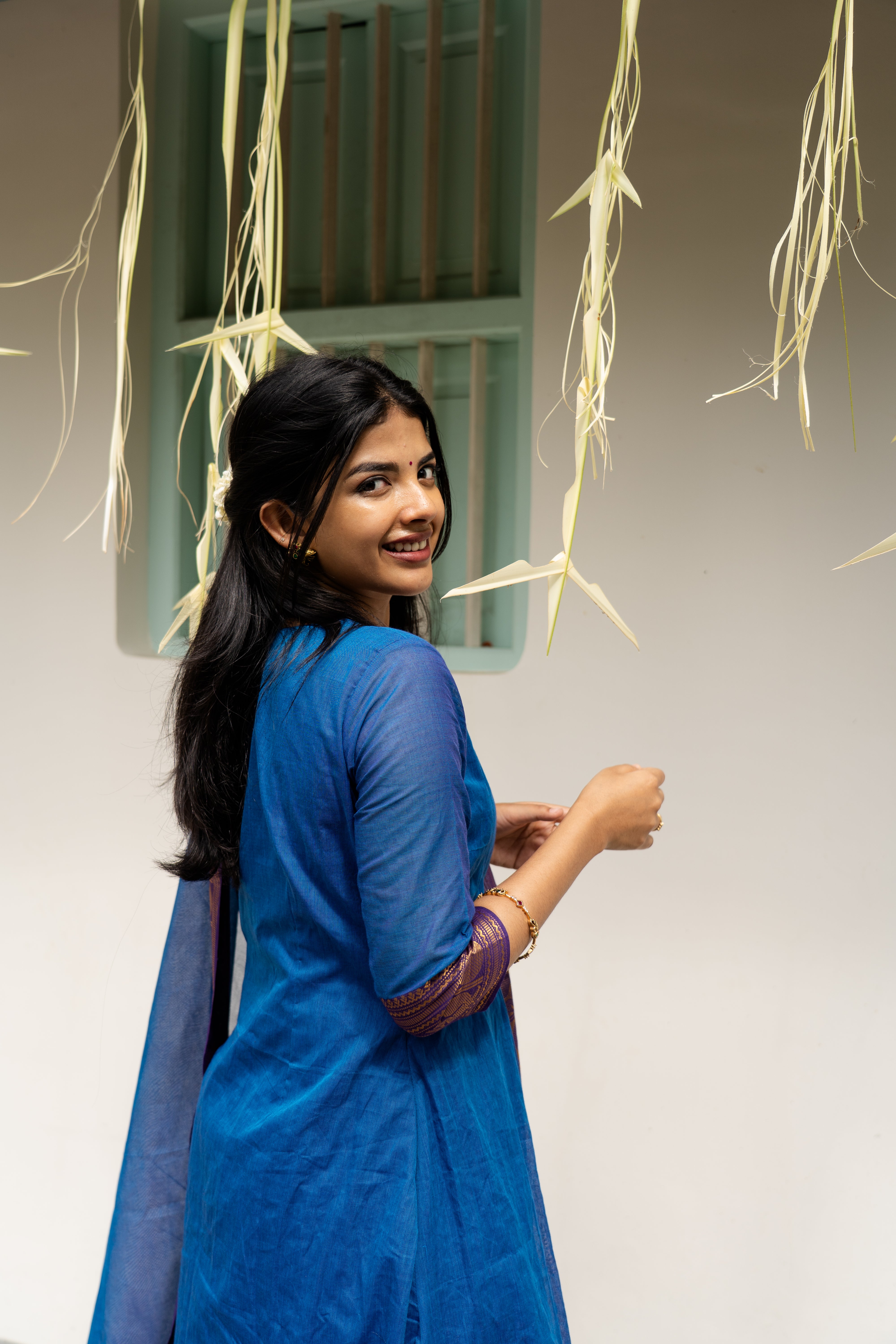 Blue Kanchi Cotton Top & Dupatta