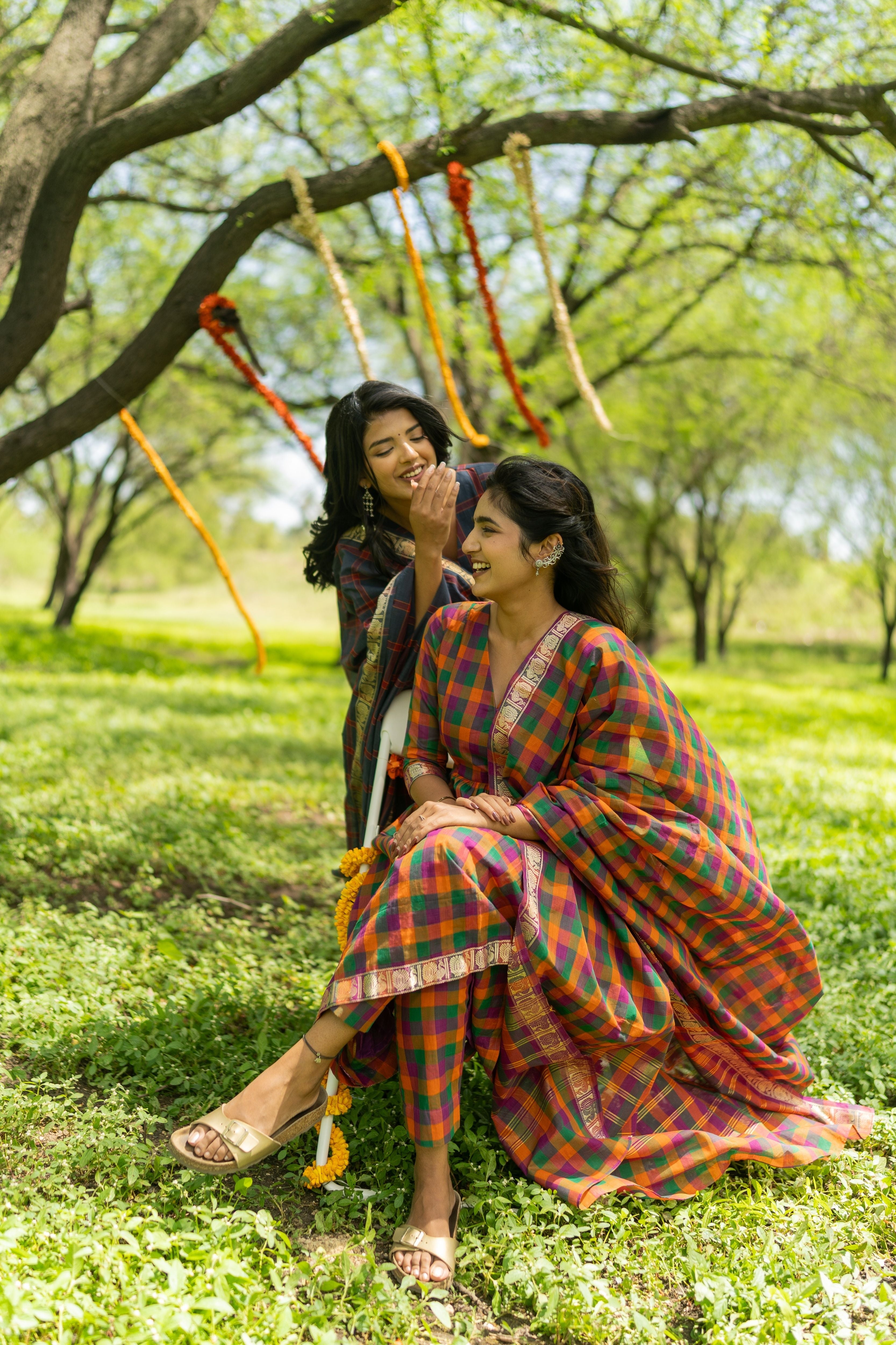 Multi Color Madras Checks Kanchi Cotton -( Pants / Bottom Only )