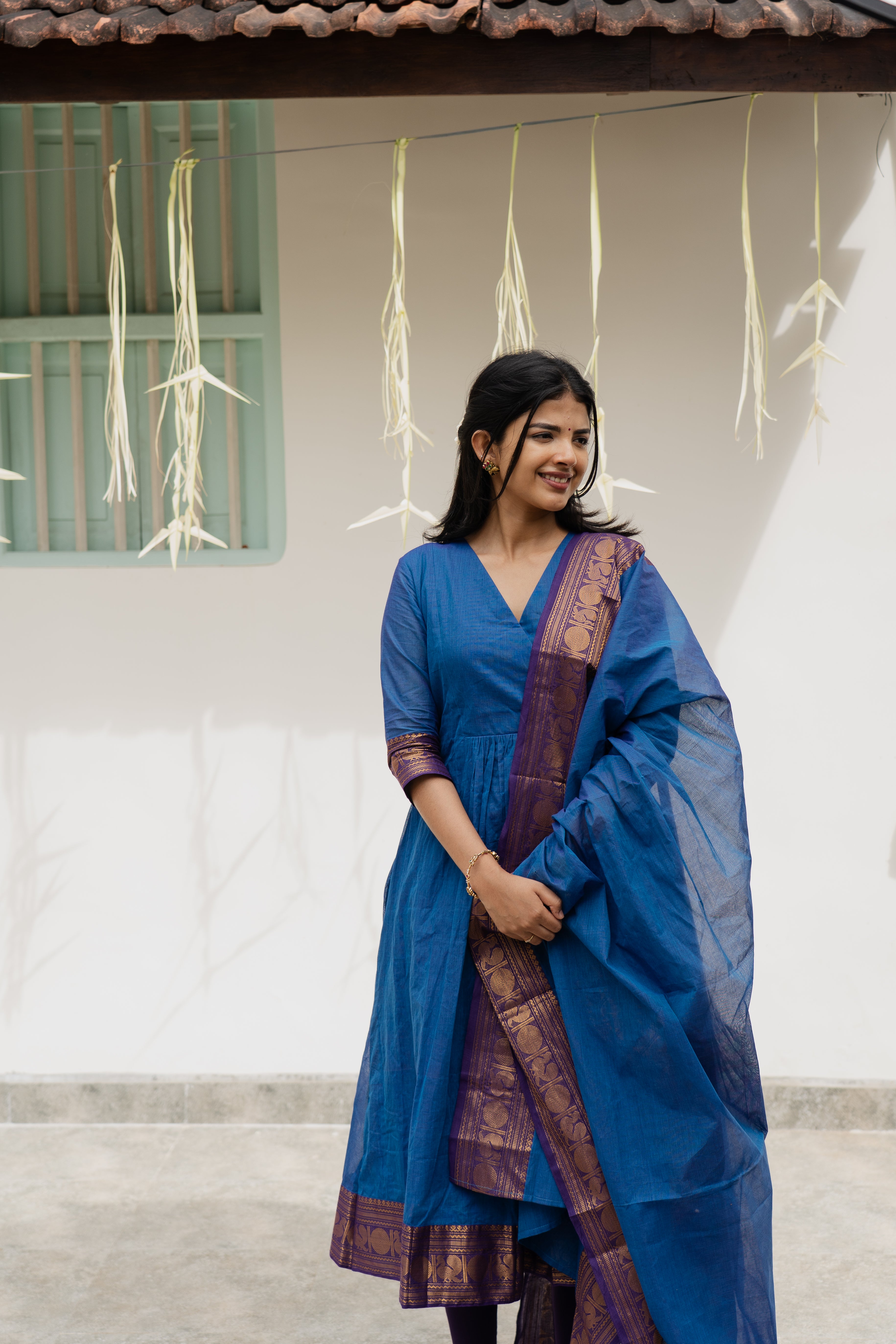 Blue Kanchi Cotton Top & Dupatta