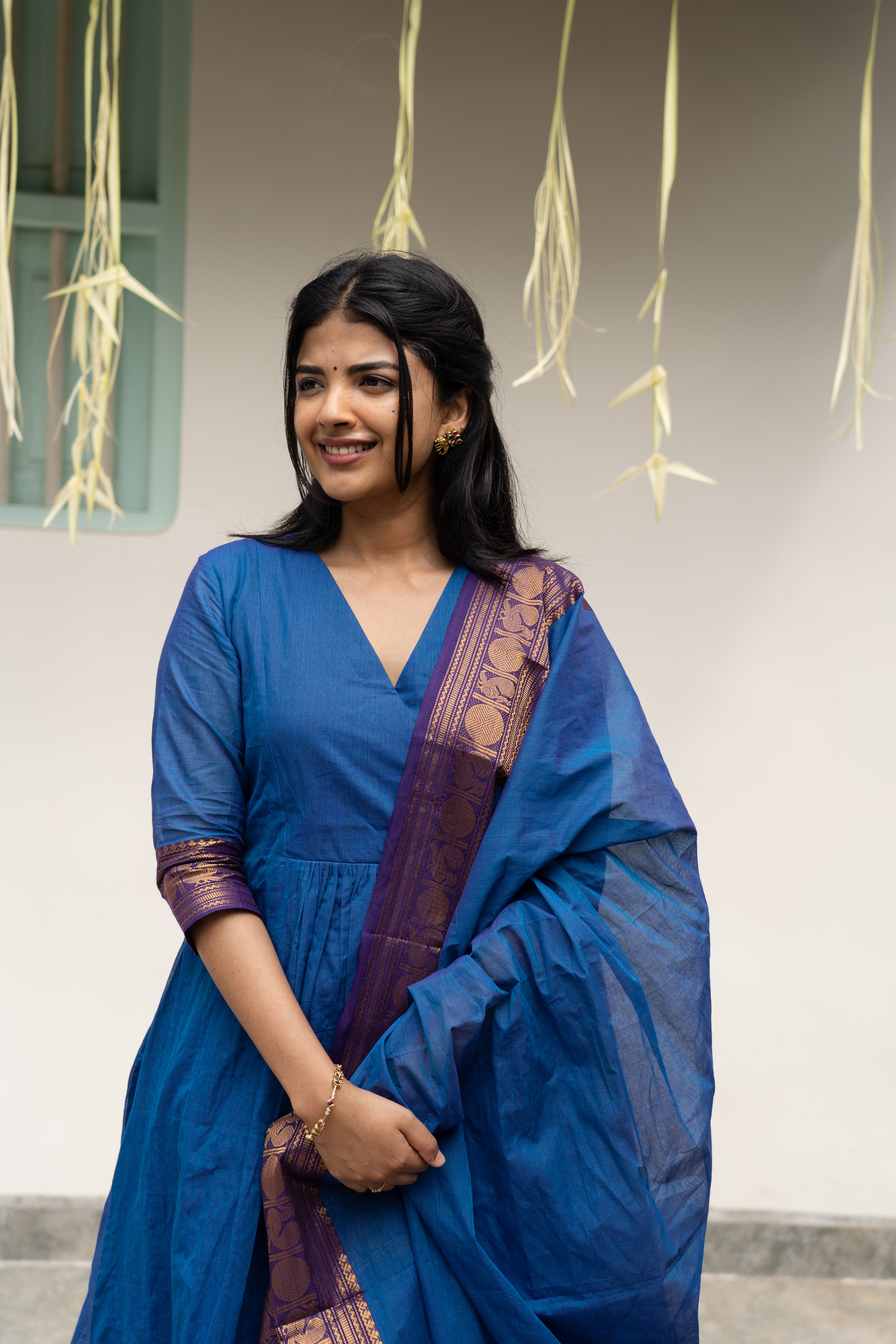 Blue Kanchi Cotton Top & Dupatta