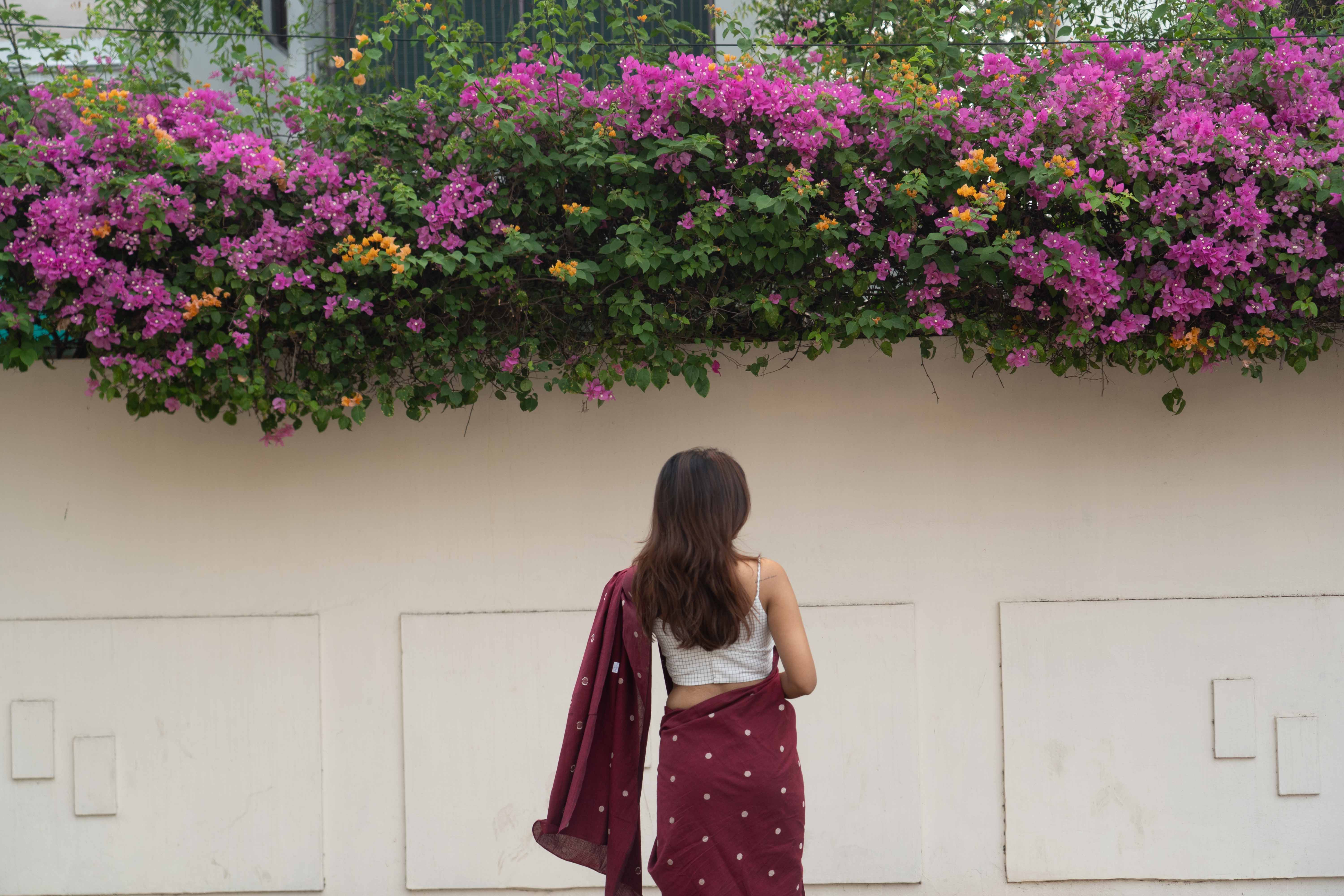 Maroon tuli saree