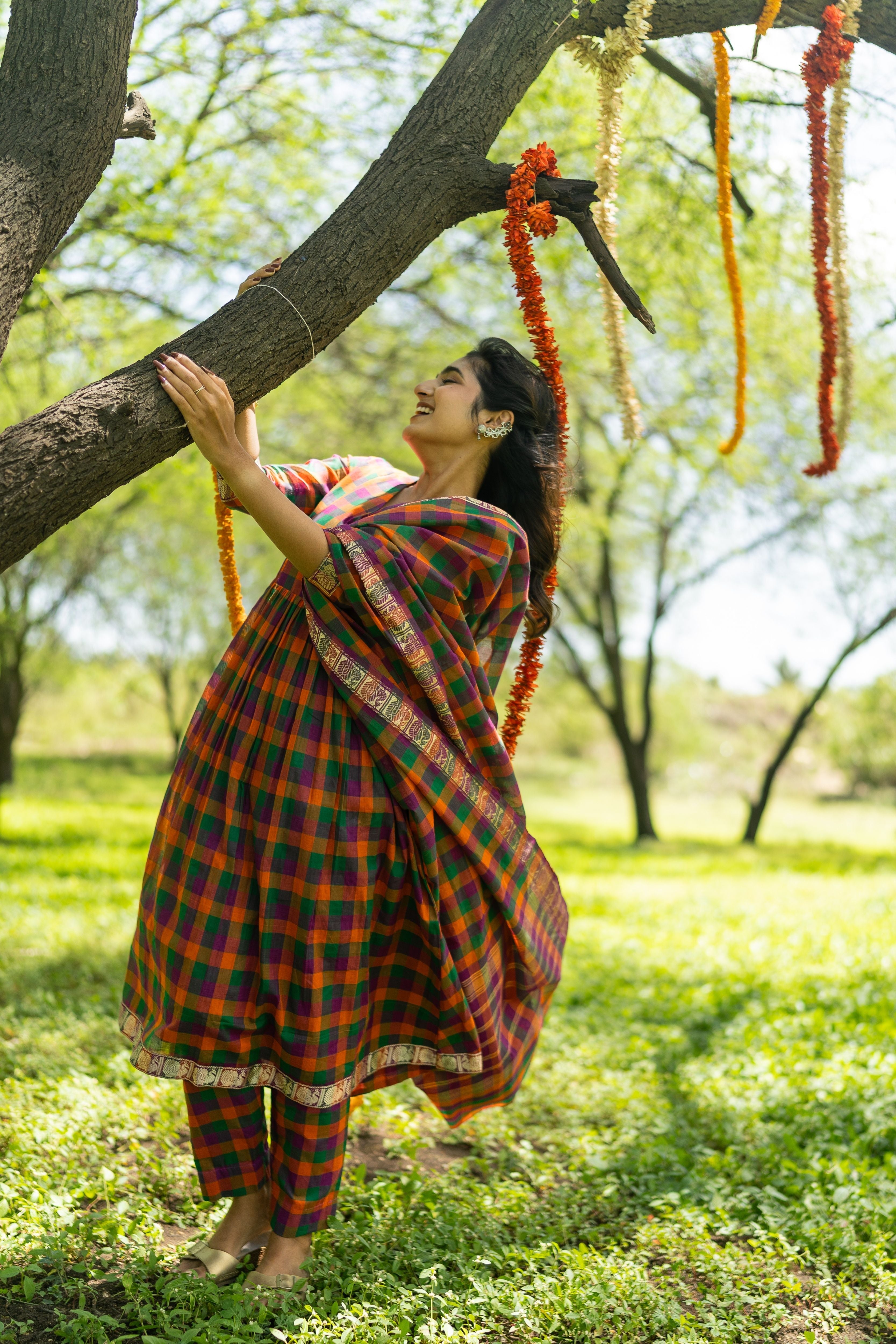 Multi Color Madras Checks Kanchi Cotton -( Pants / Bottom Only )