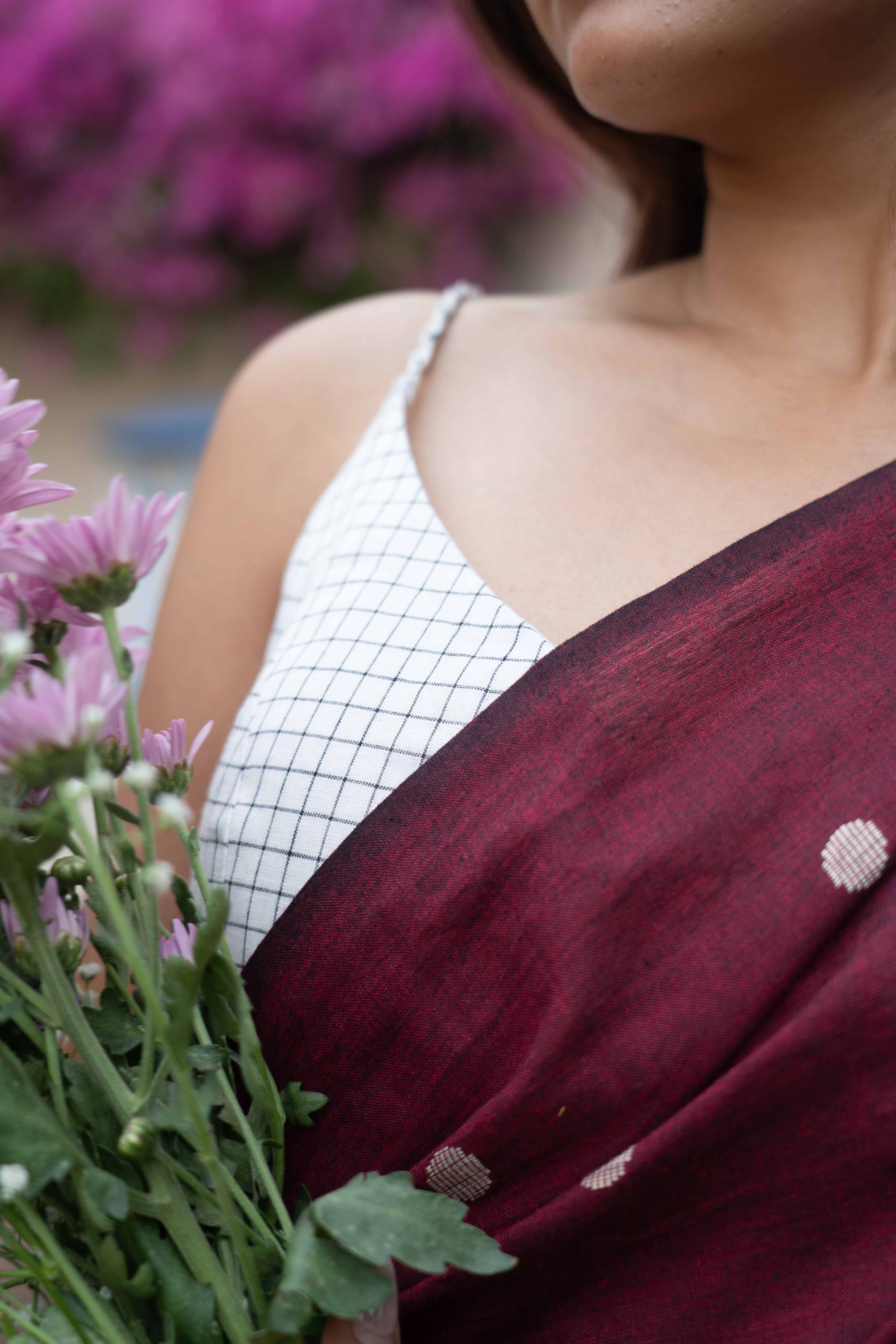 Maroon tuli saree