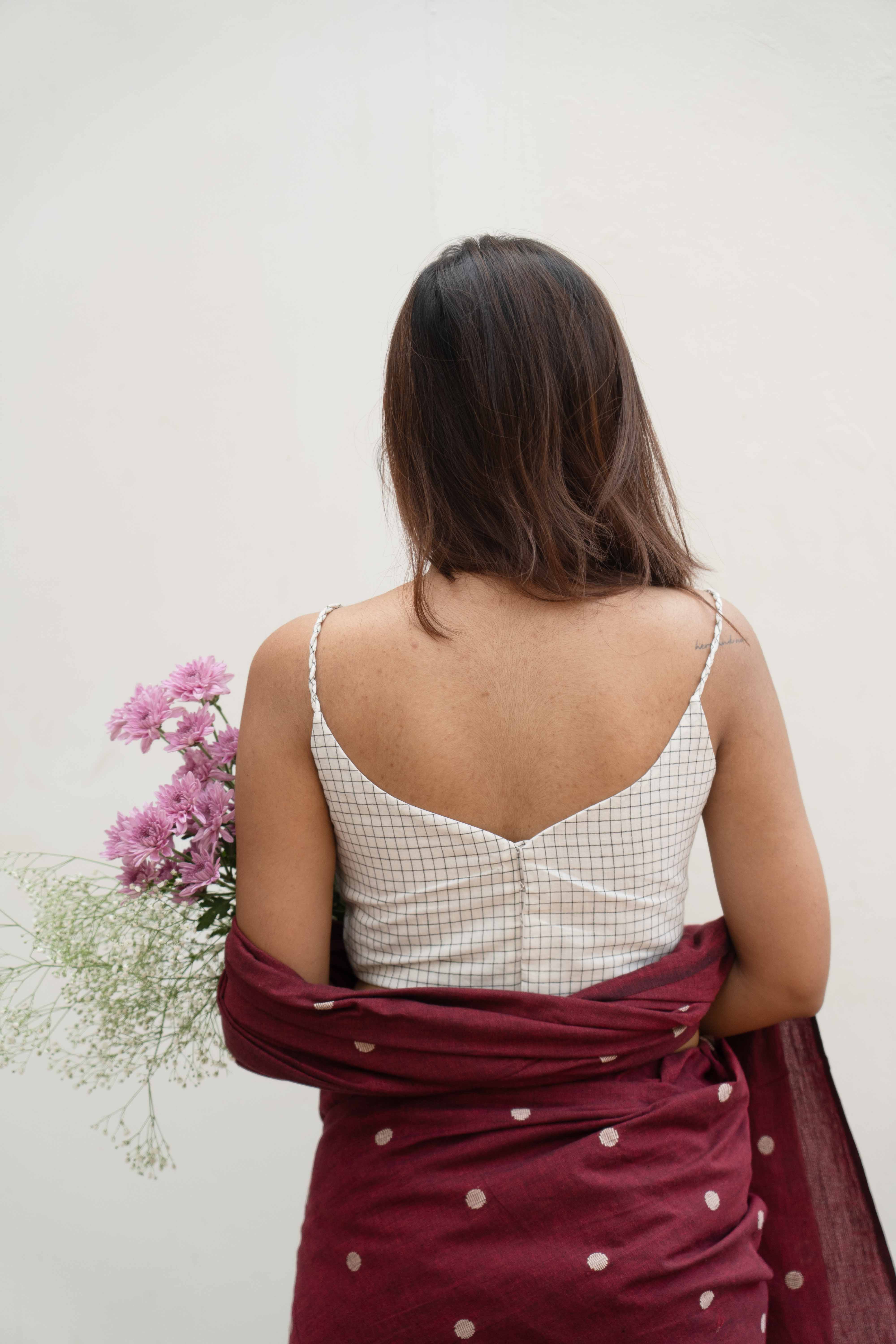 Maroon tuli saree