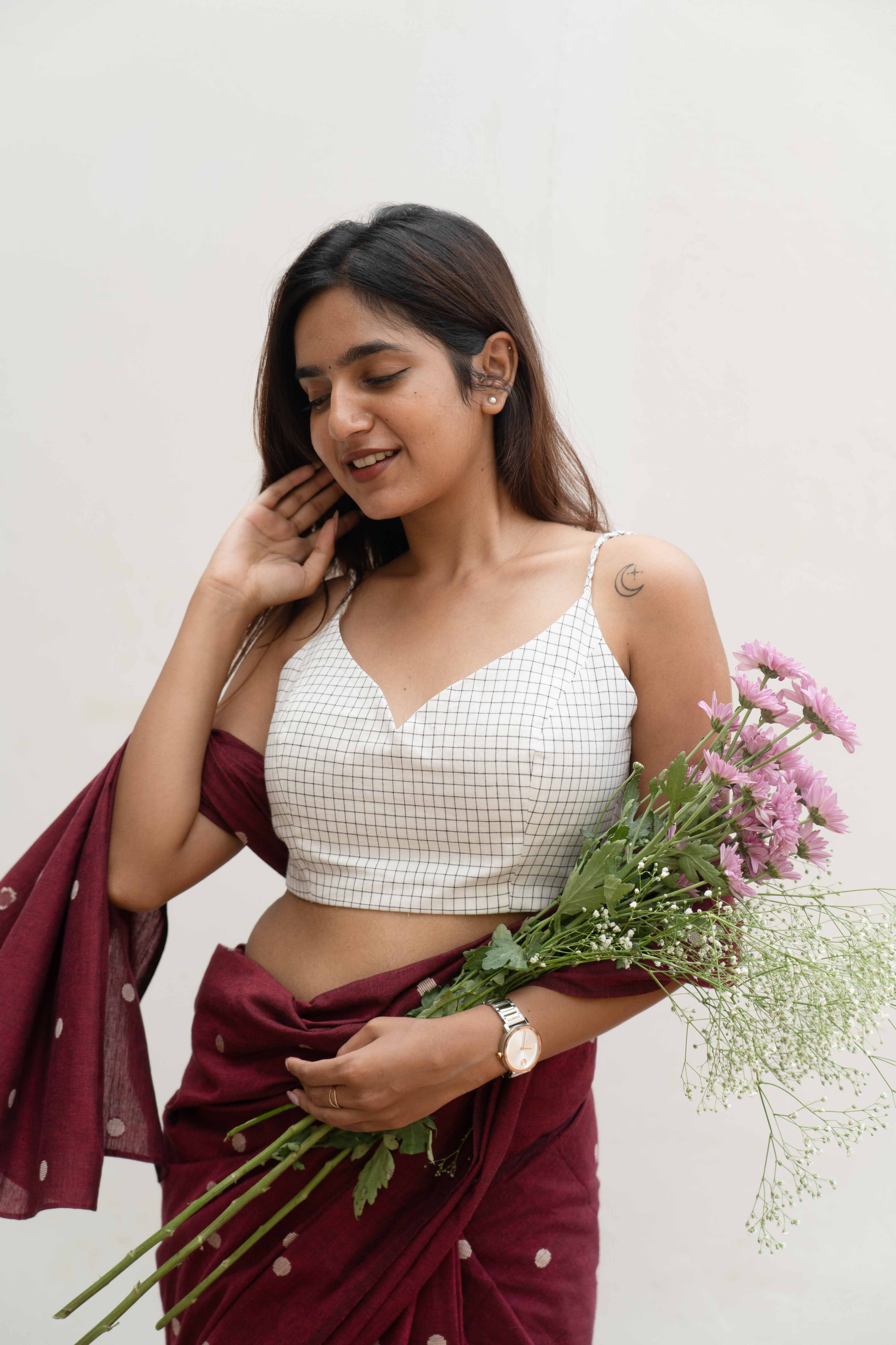 Maroon tuli saree