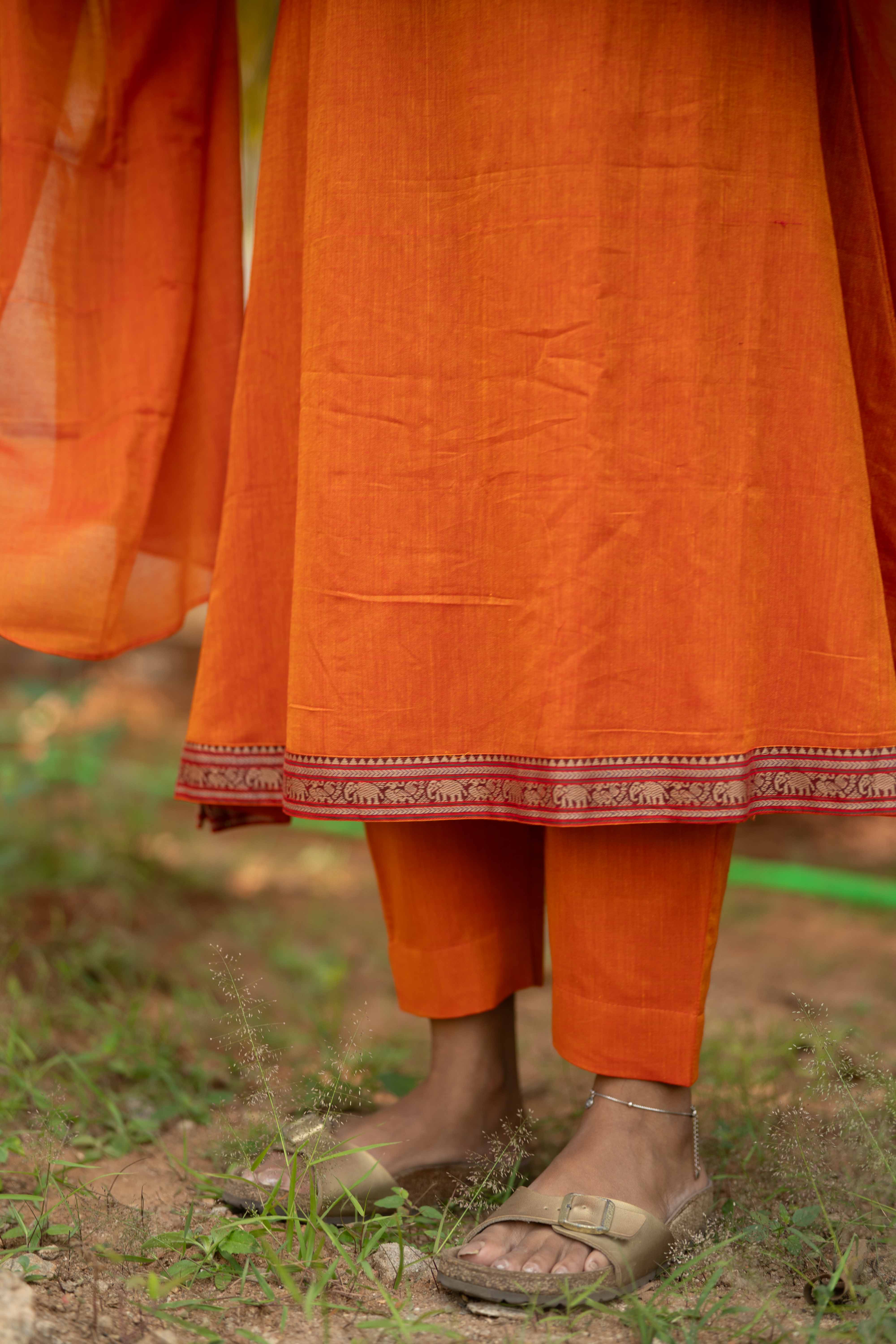 Orange Malar Narayanpet Salwar Set (Pant / Bottom Only)