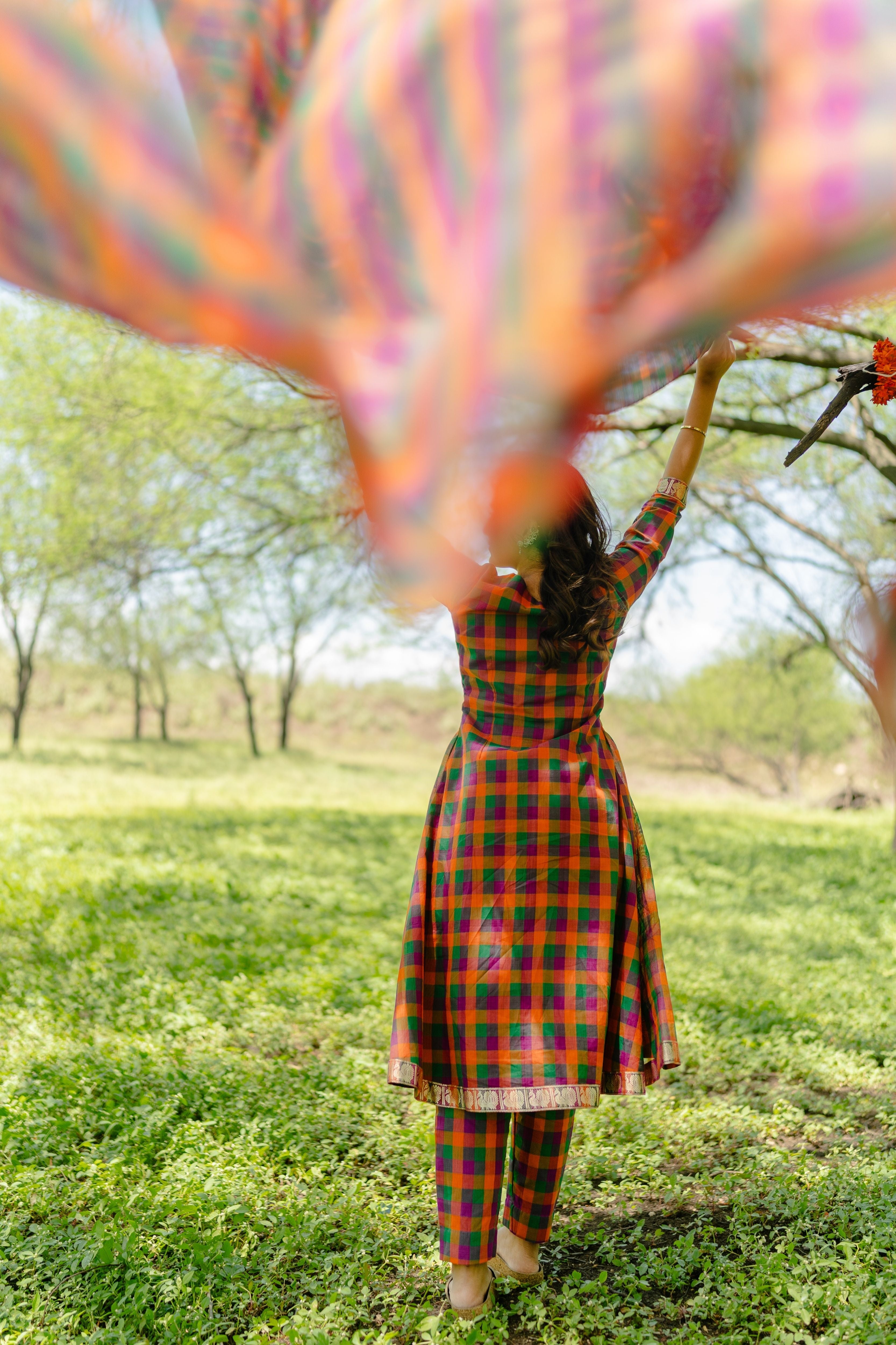 Multi Color Madras Checks Kanchi Cotton -( Pants / Bottom Only )
