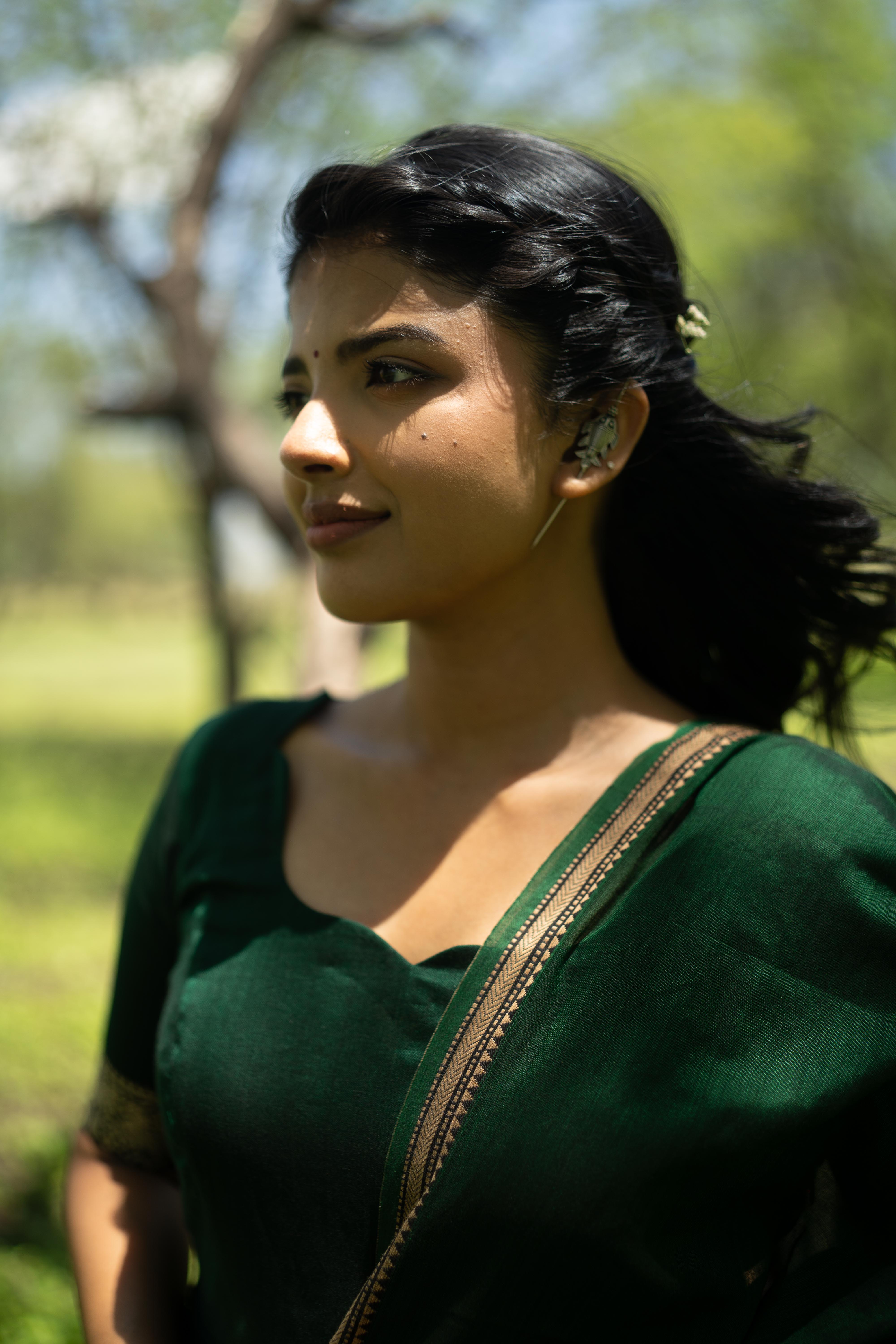 Bottle Green Malar Anarkali Top & Dupatta