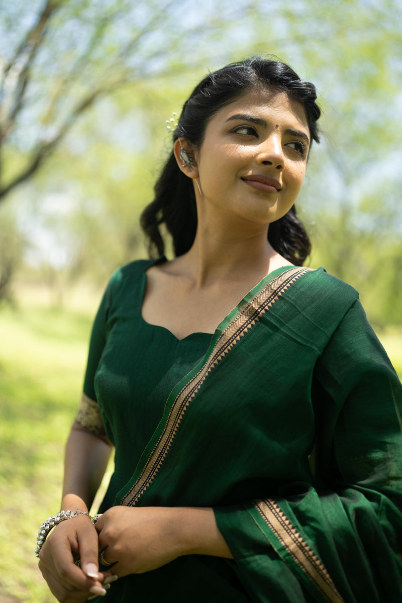 Bottle Green Malar Anarkali Top & Dupatta
