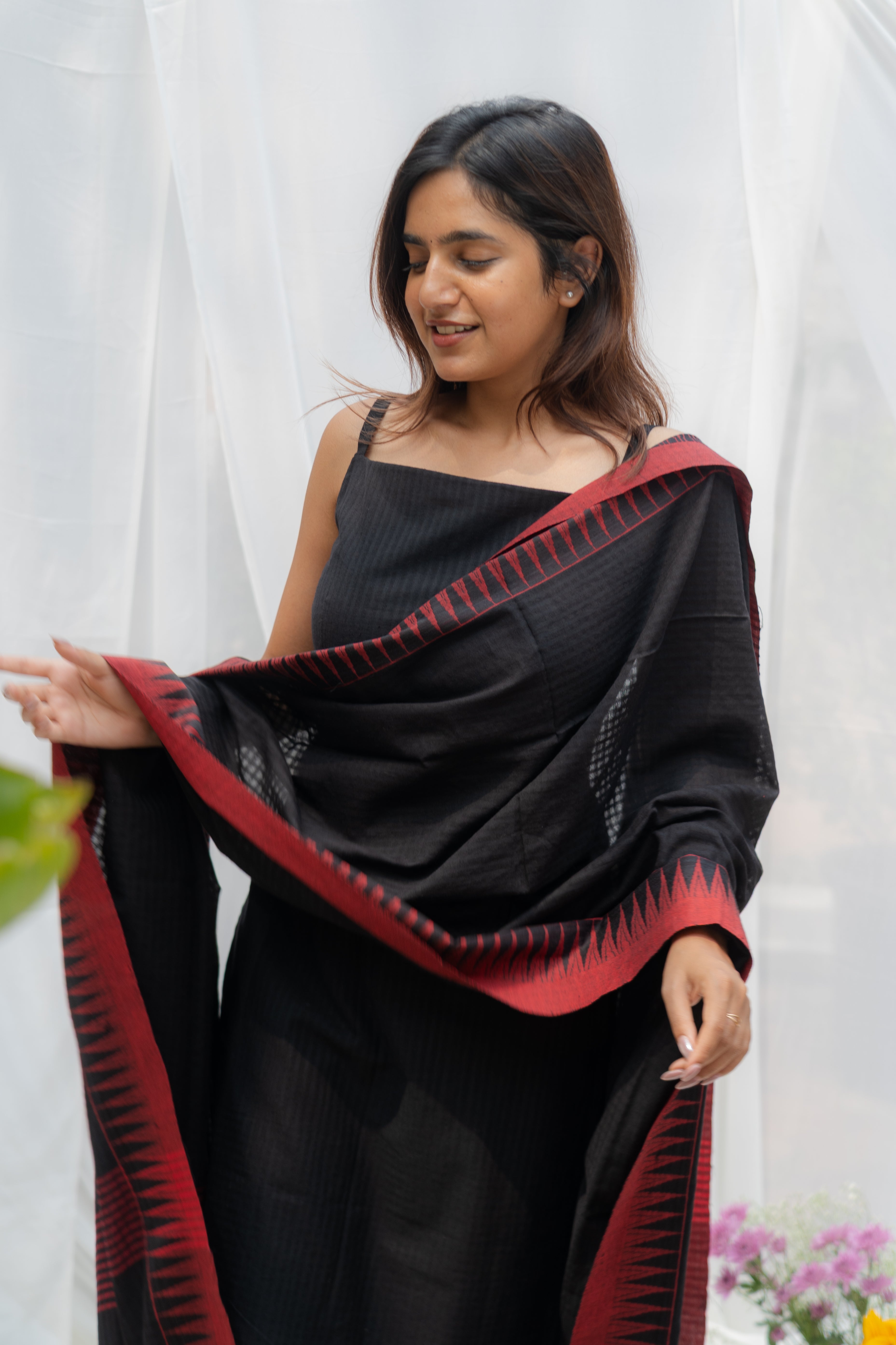 Pure Handloom Top and Checks Duppata