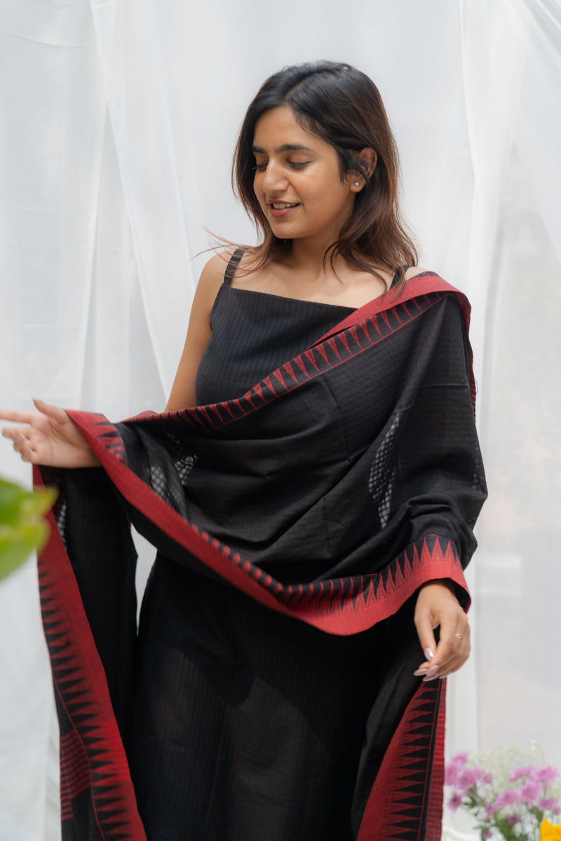Pure Handloom Top and Checks Duppata