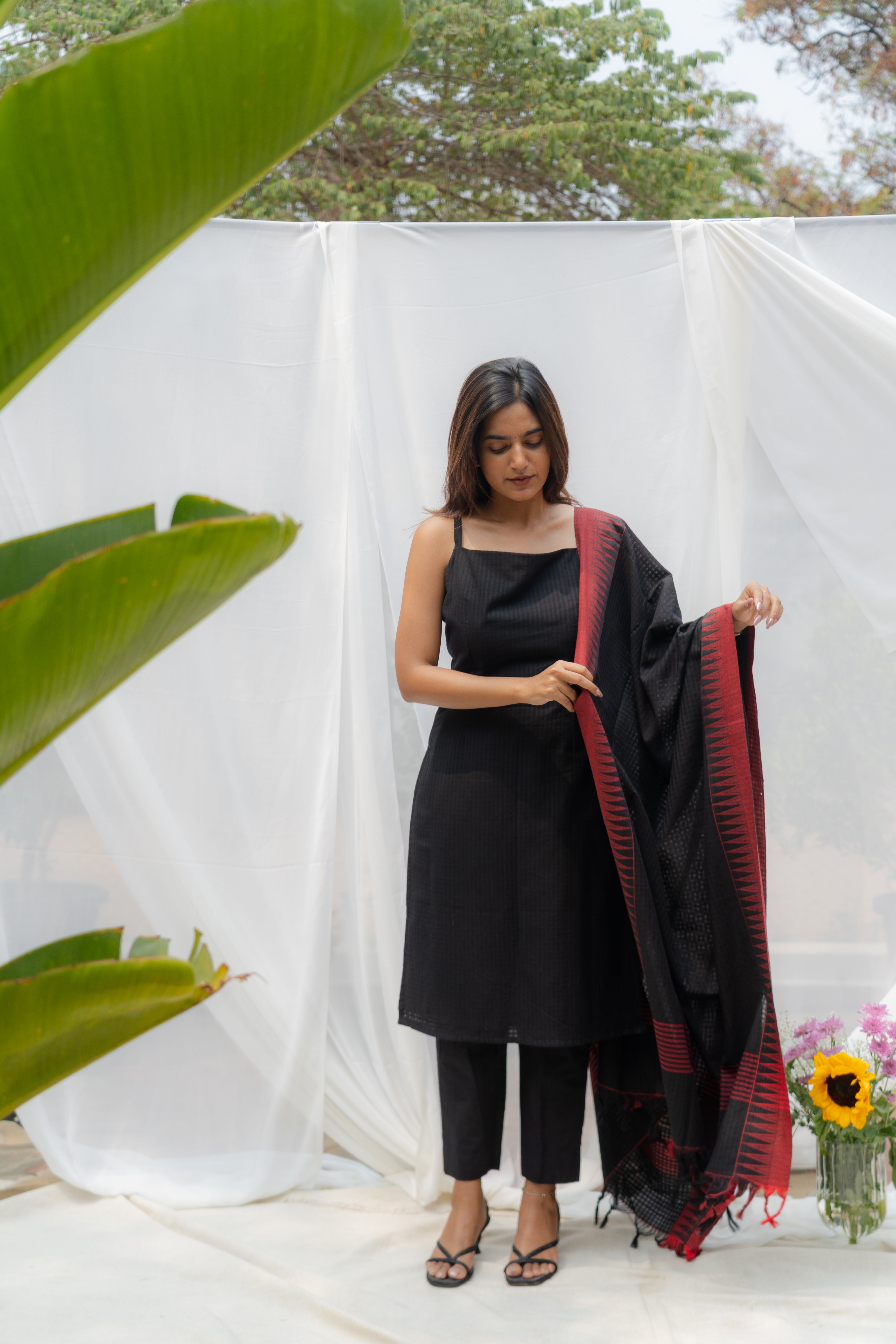 Pure Handloom Top and Checks Duppata