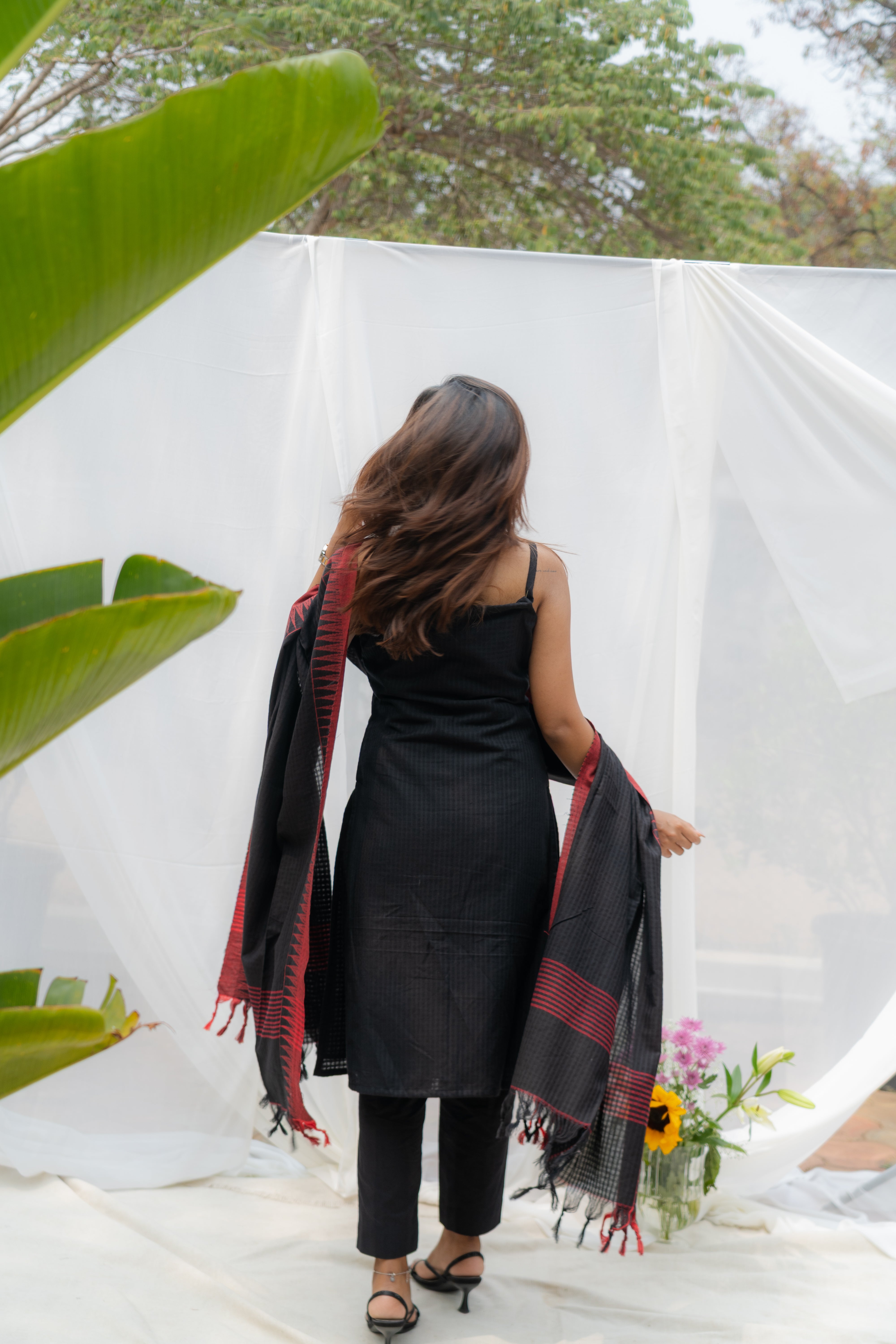 Pure Handloom Top and Checks Duppata