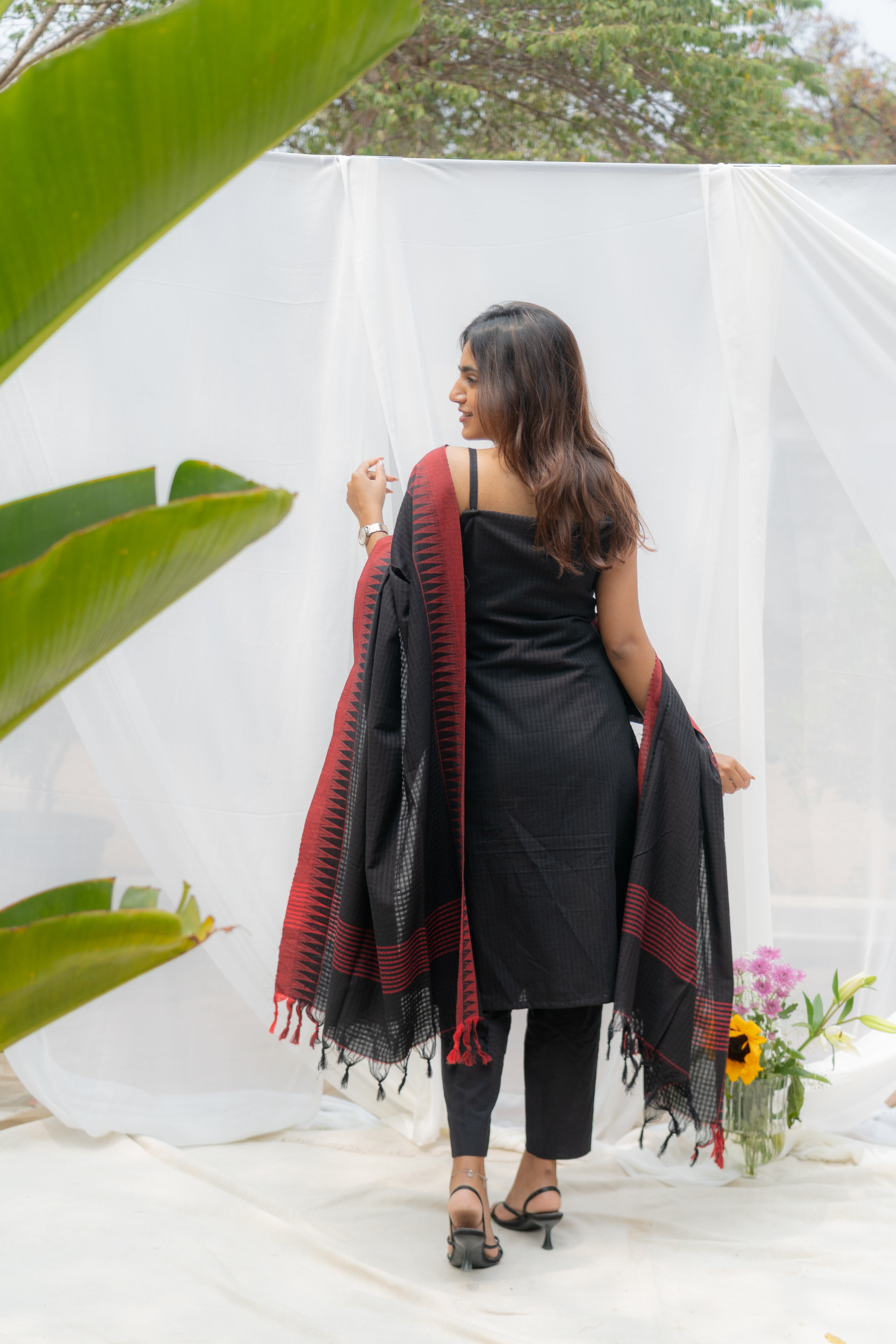 Pure Handloom Top and Checks Duppata