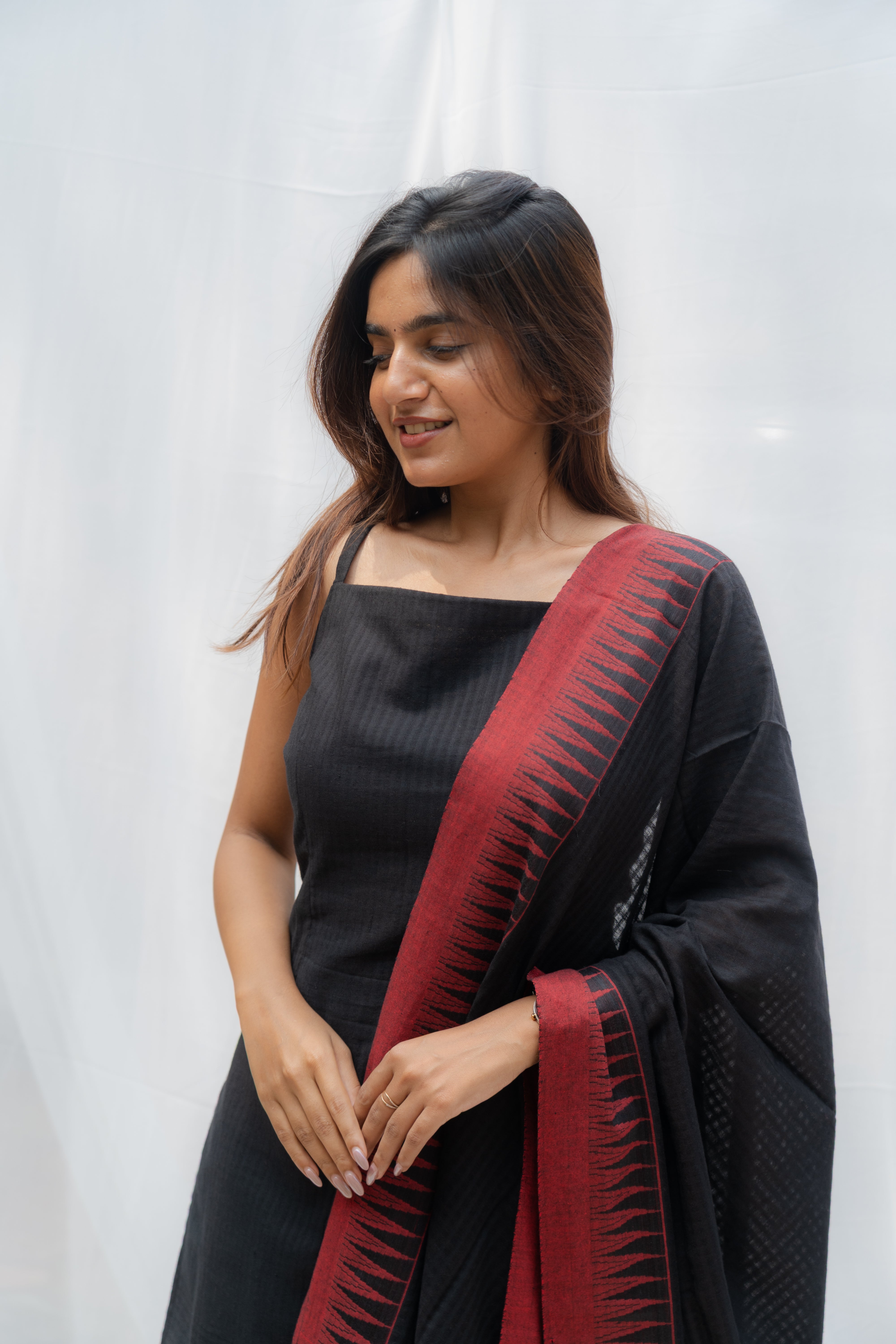 Pure Handloom Top and Checks Duppata