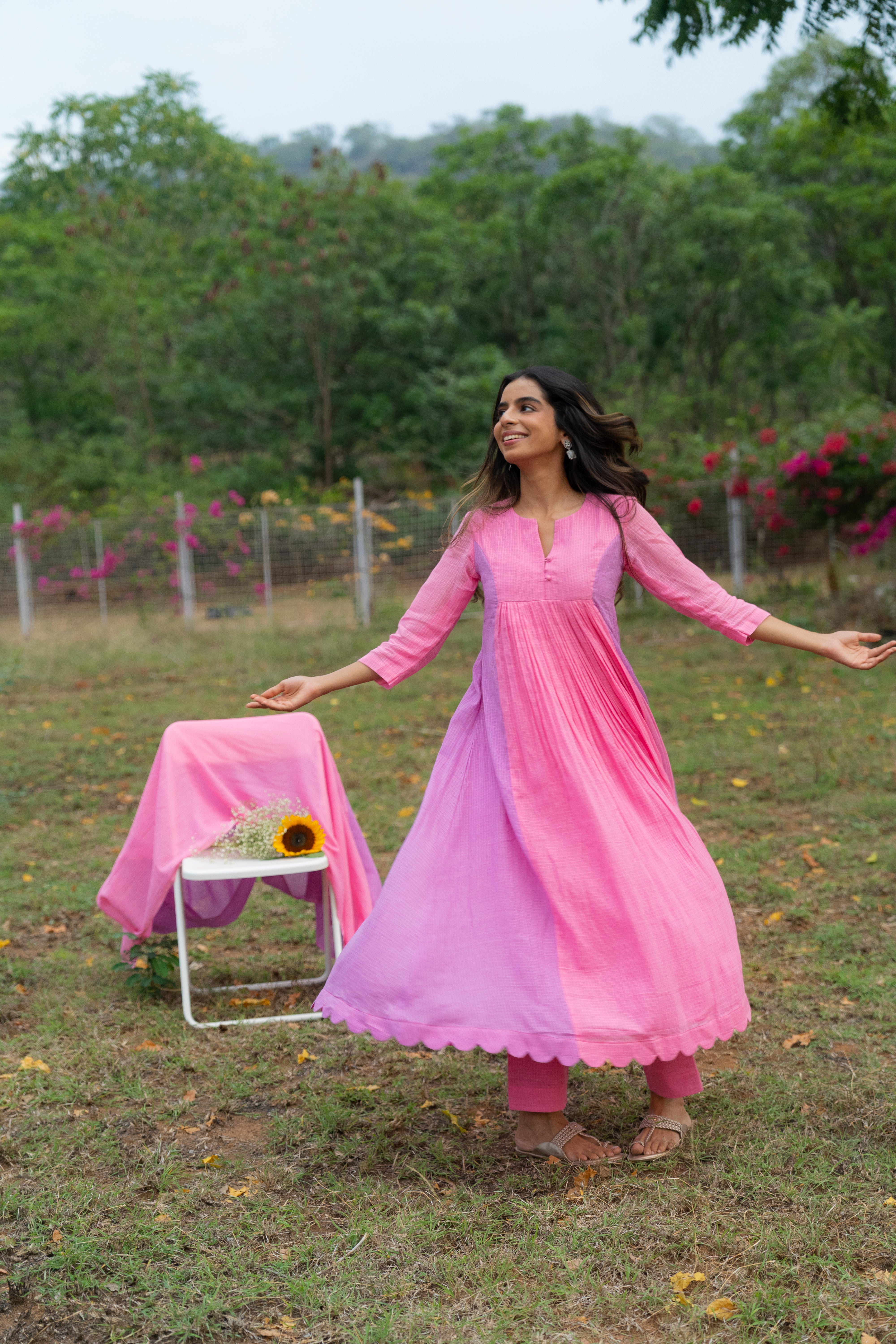 Gulabi Kota Anarkali Set