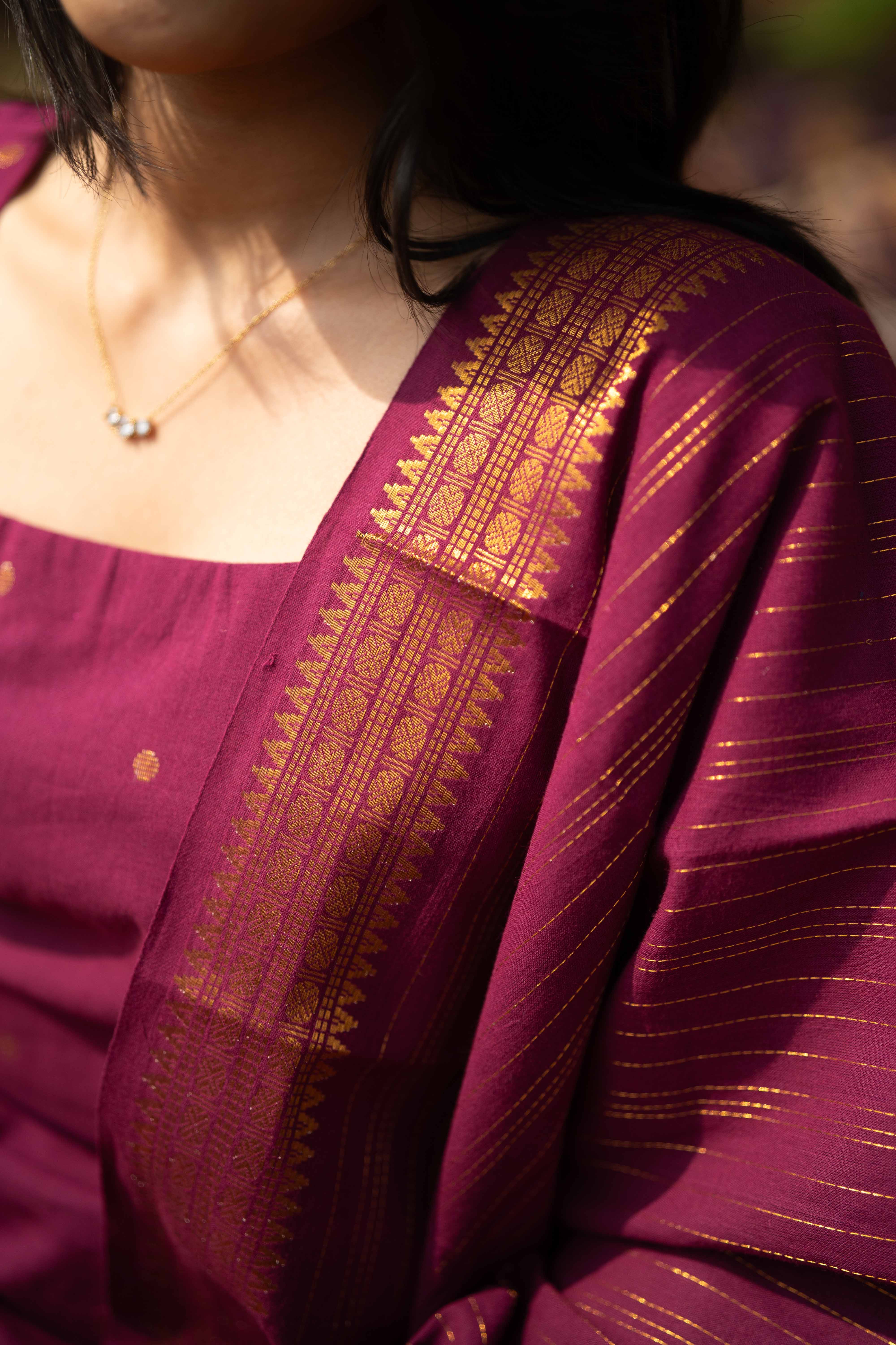 Magenta Cotton Kurta Suit set (Flutter Sleeves)