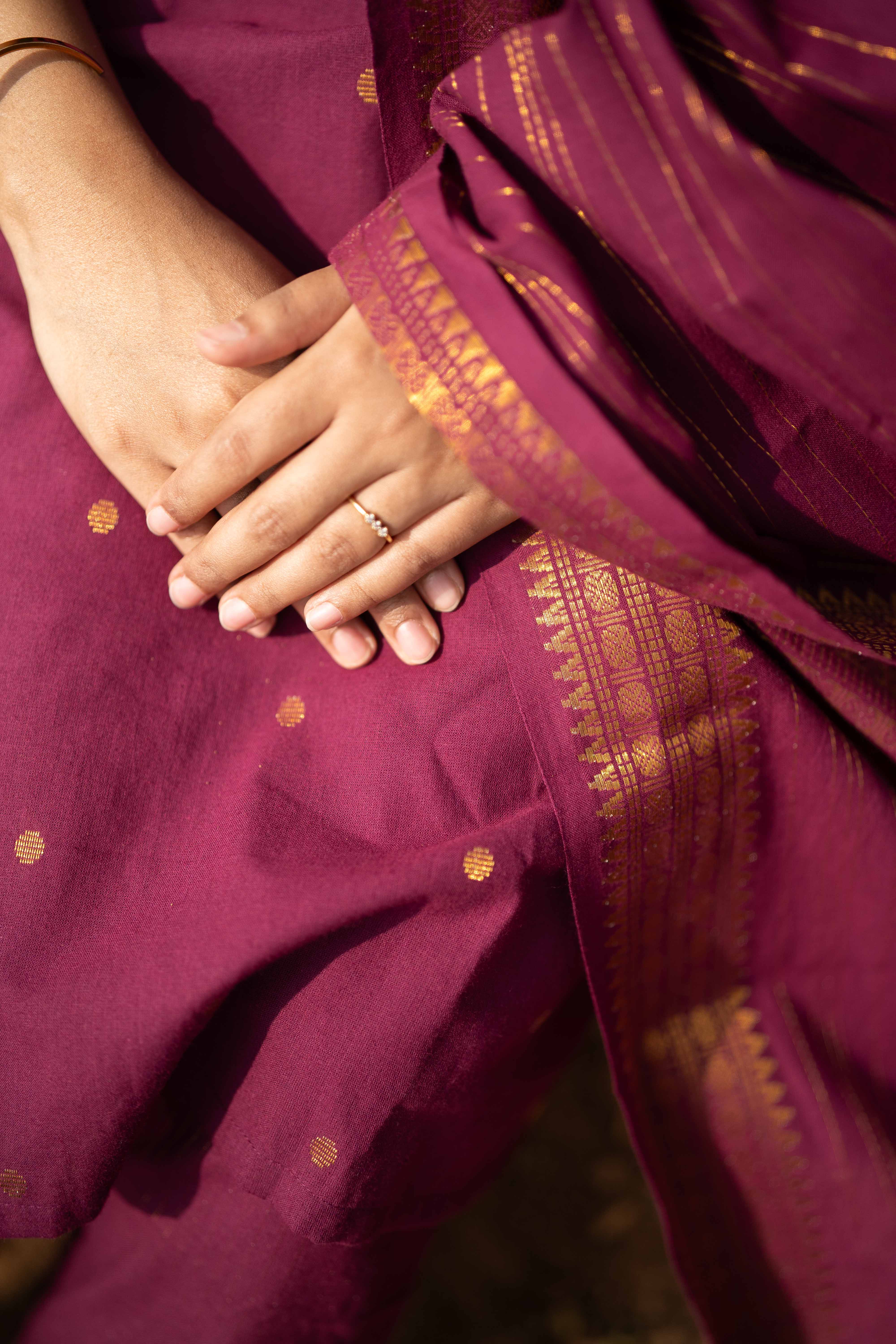 Magenta Cotton Kurta Suit set (Flutter Sleeves)