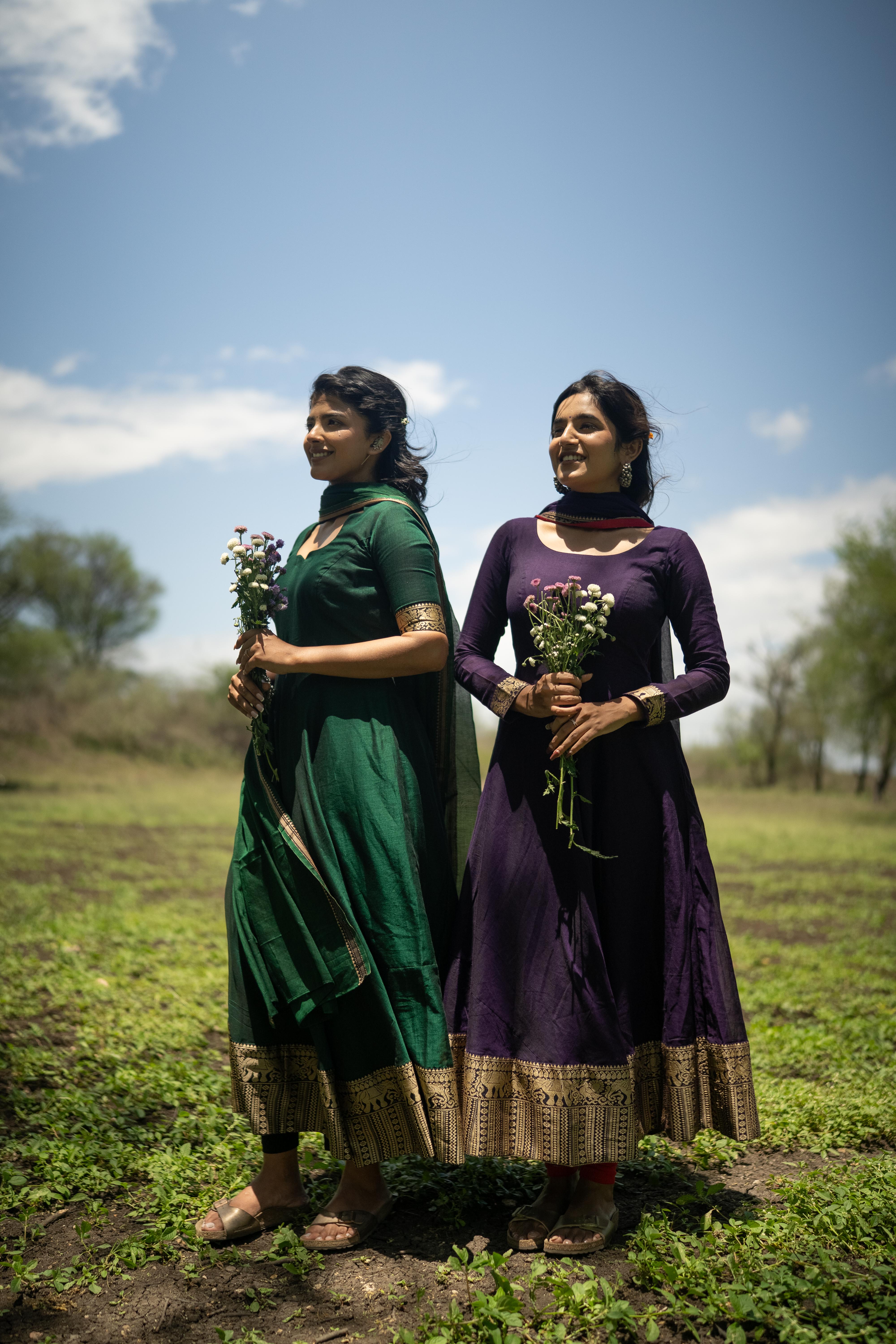 Jamun Purple Malar Anarkali Top & Dupatta