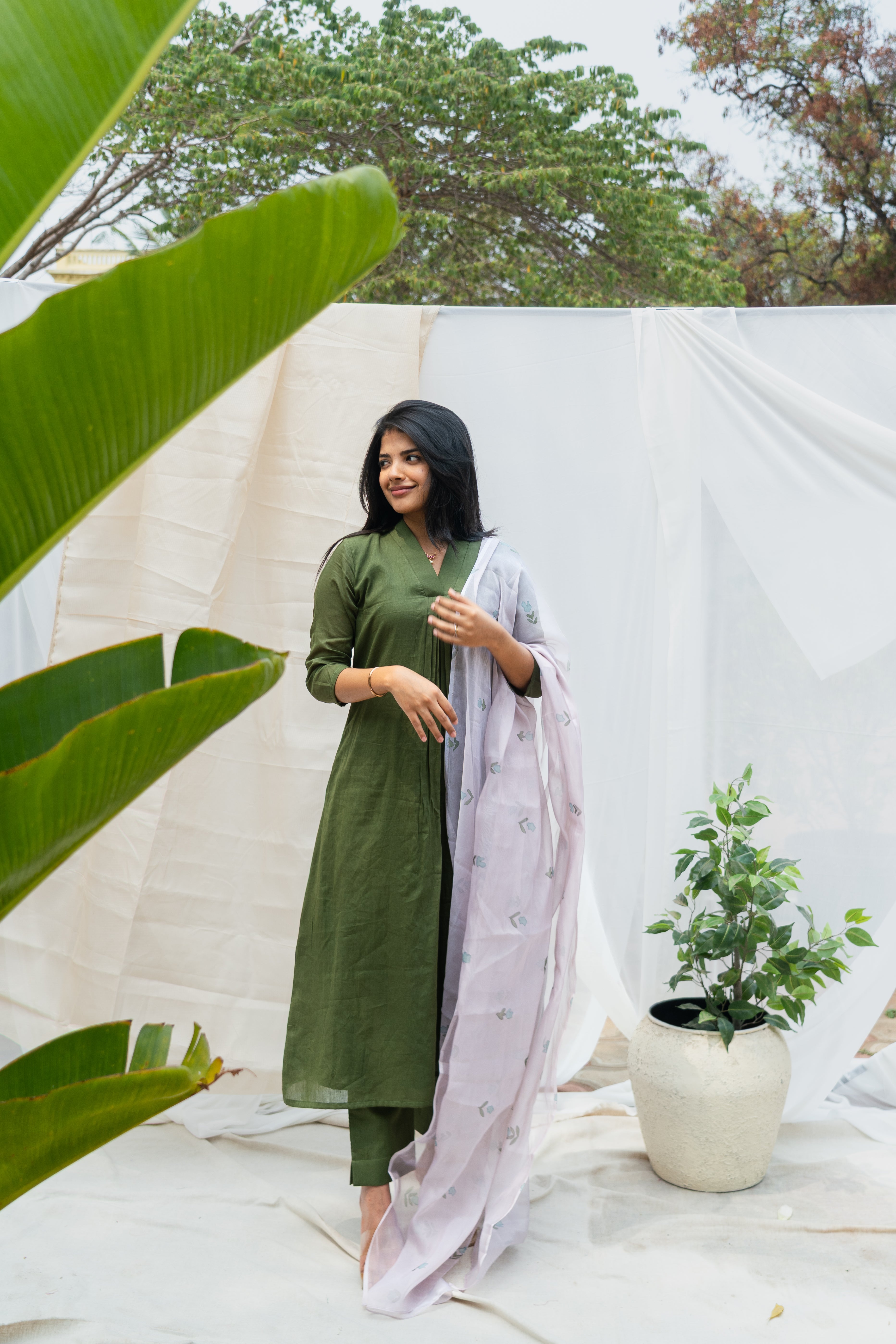 Green Myna Kurta Set