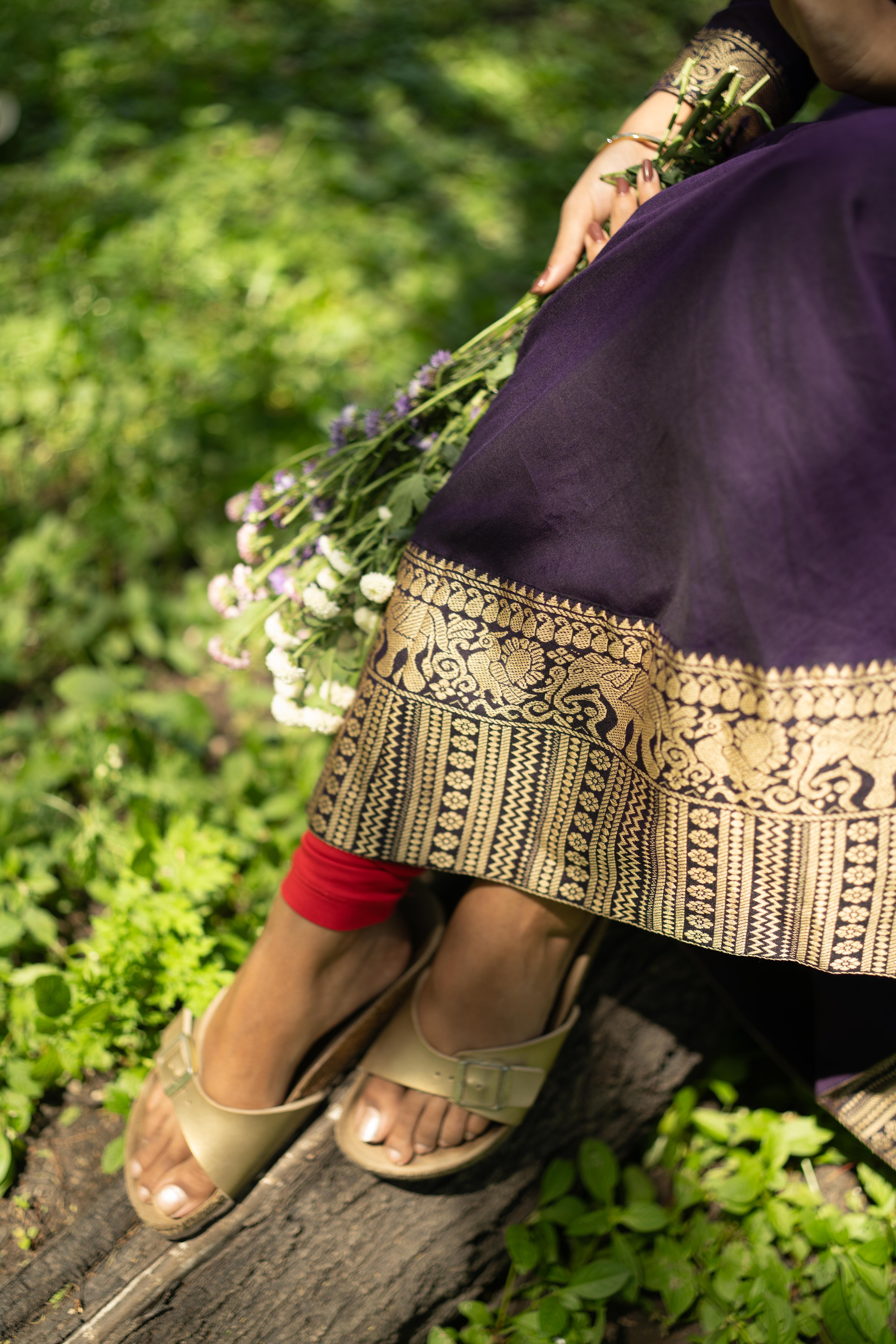 Jamun Purple Malar Anarkali Top & Dupatta