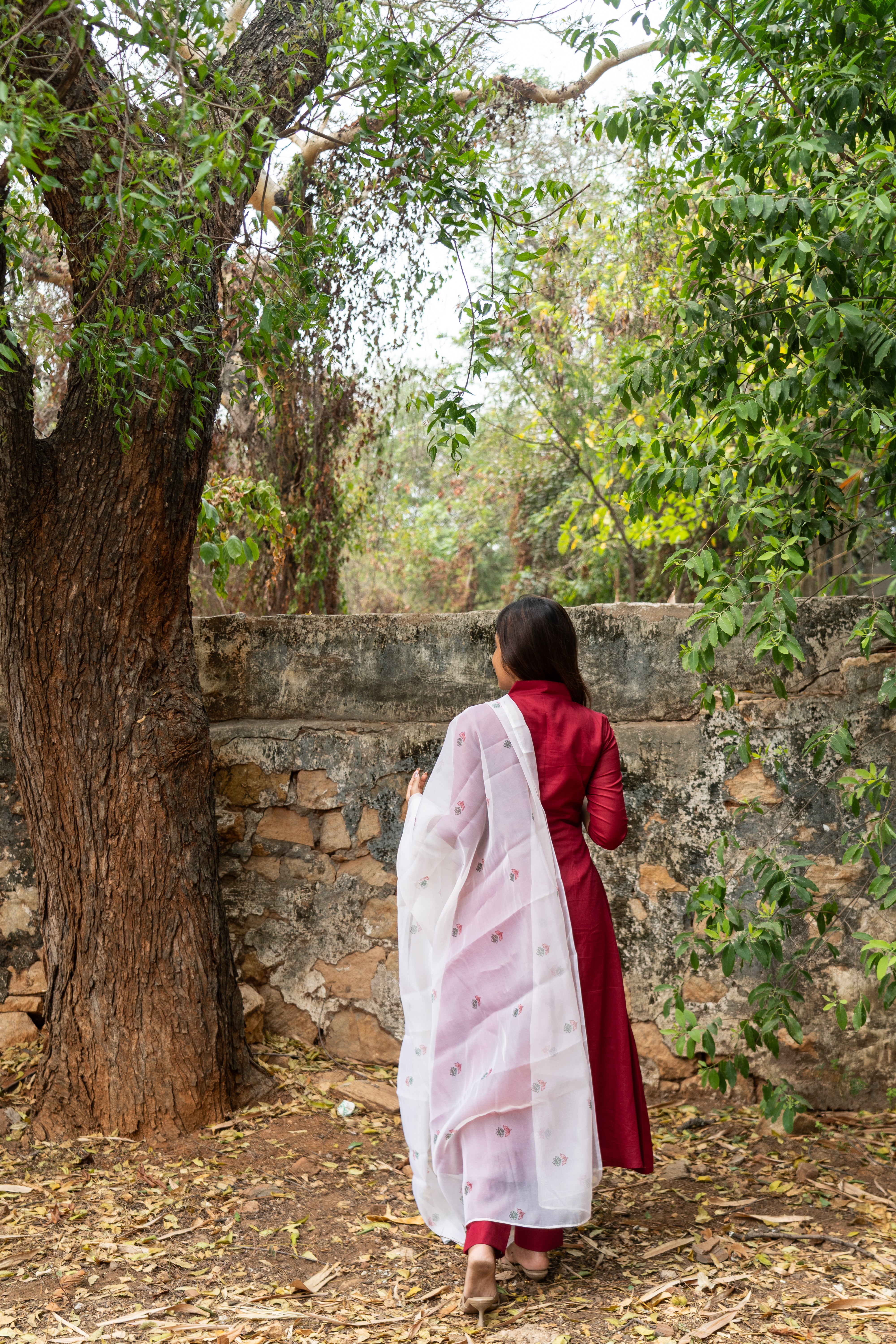 Red Myna Kurta Set