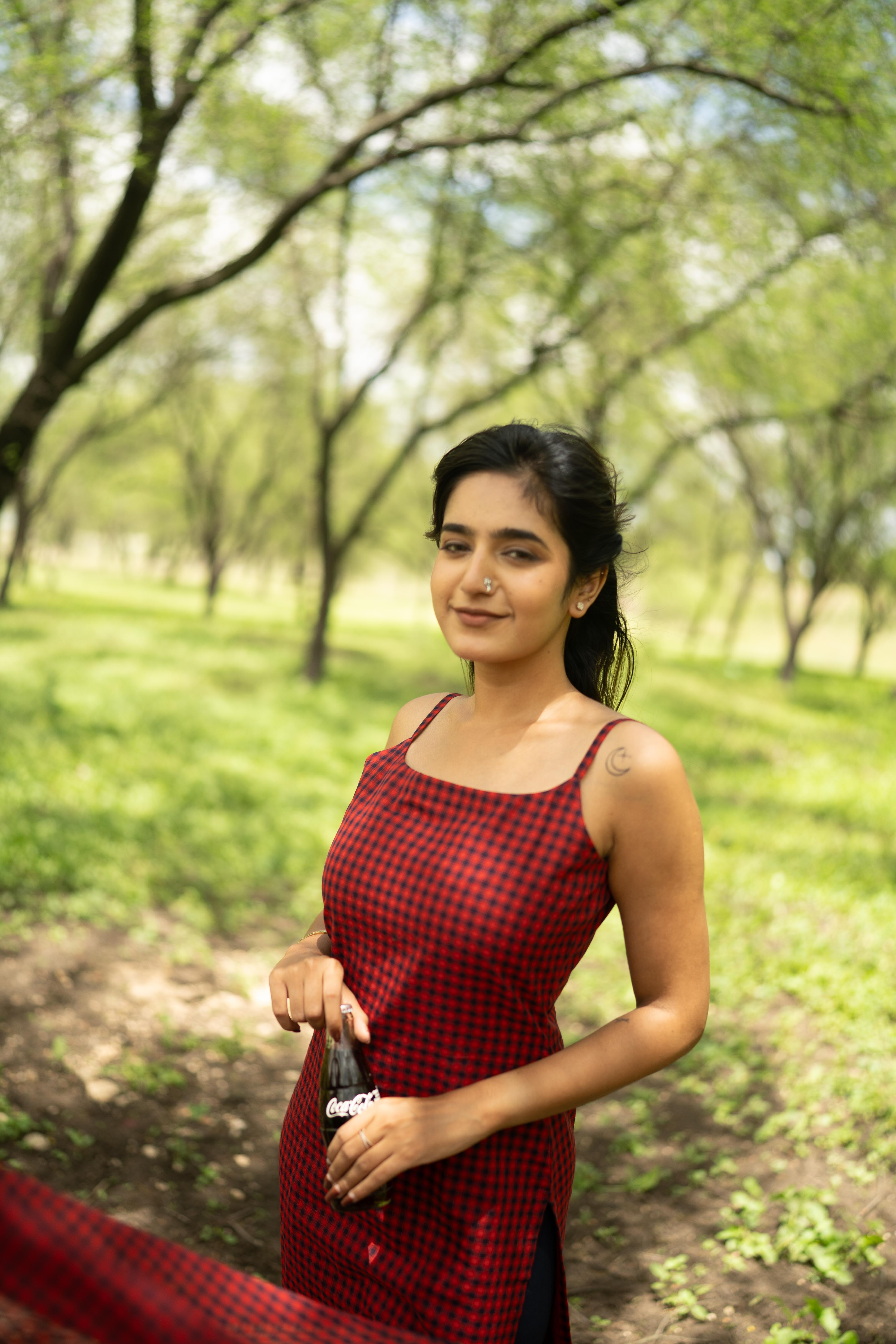 Red with Navy blue Top & Dupatta