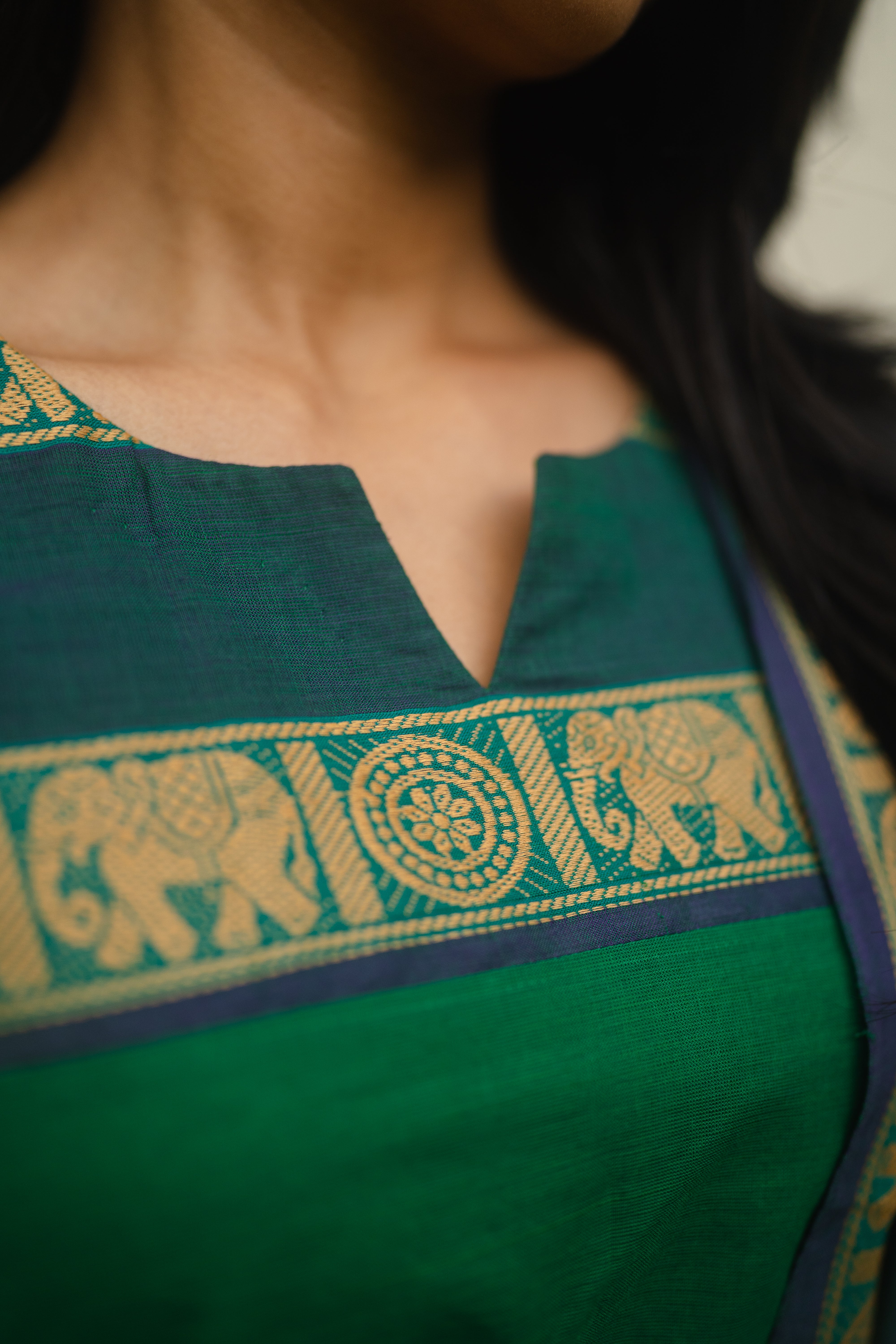 Green Kanchi Cotton Top & Dupatta