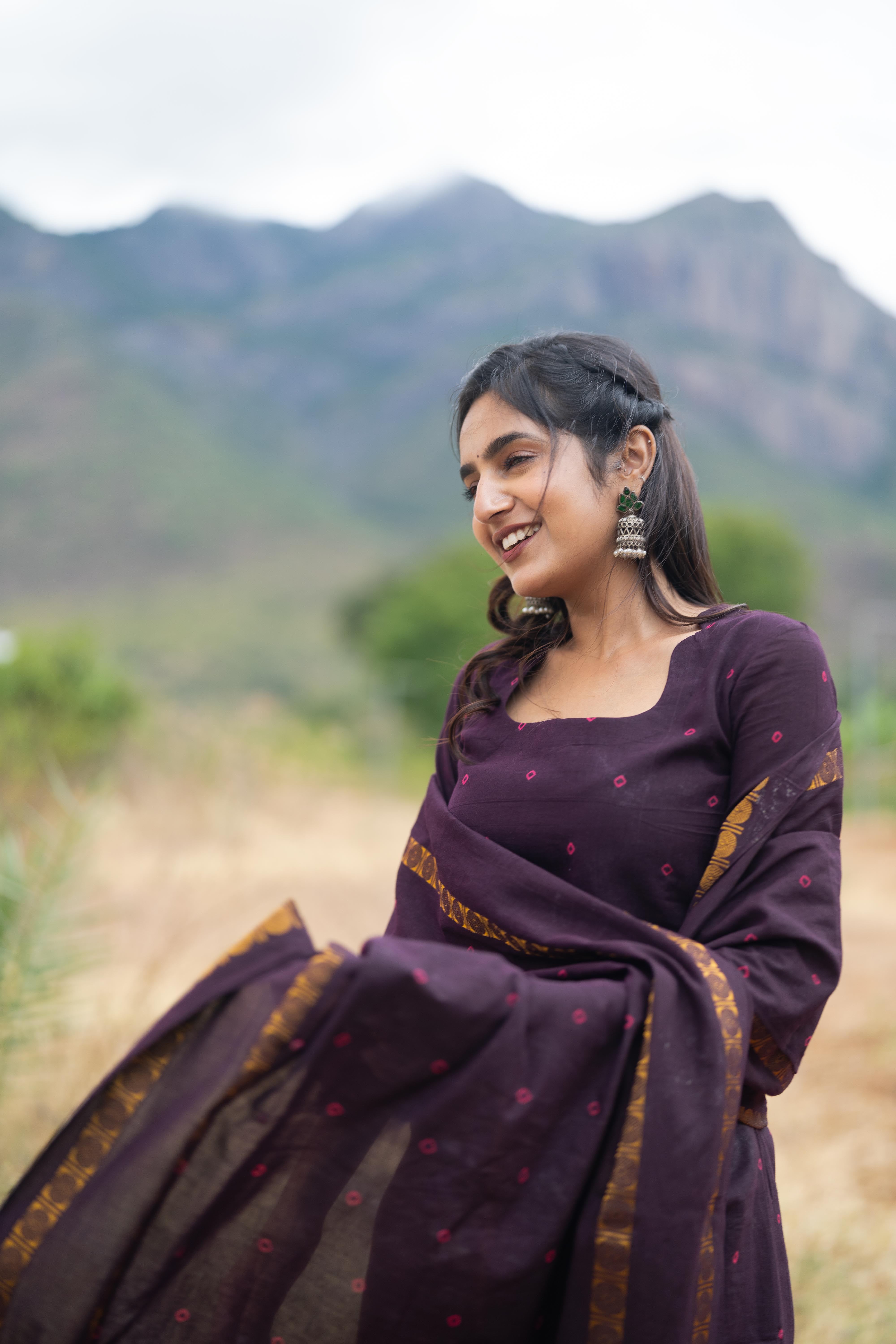 Plum & Gold Sungudi Salwar Set