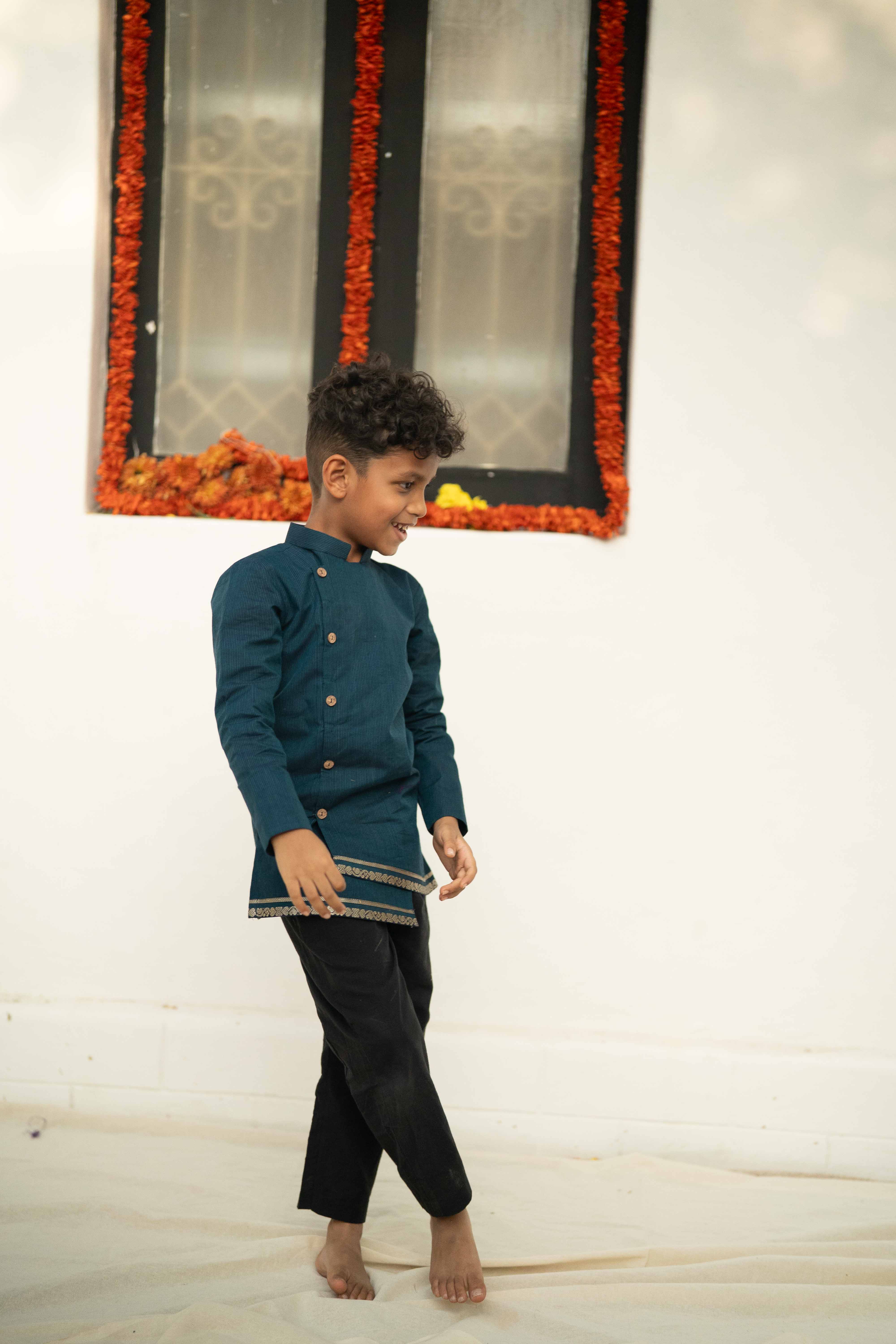Blue Cross Line Kurta