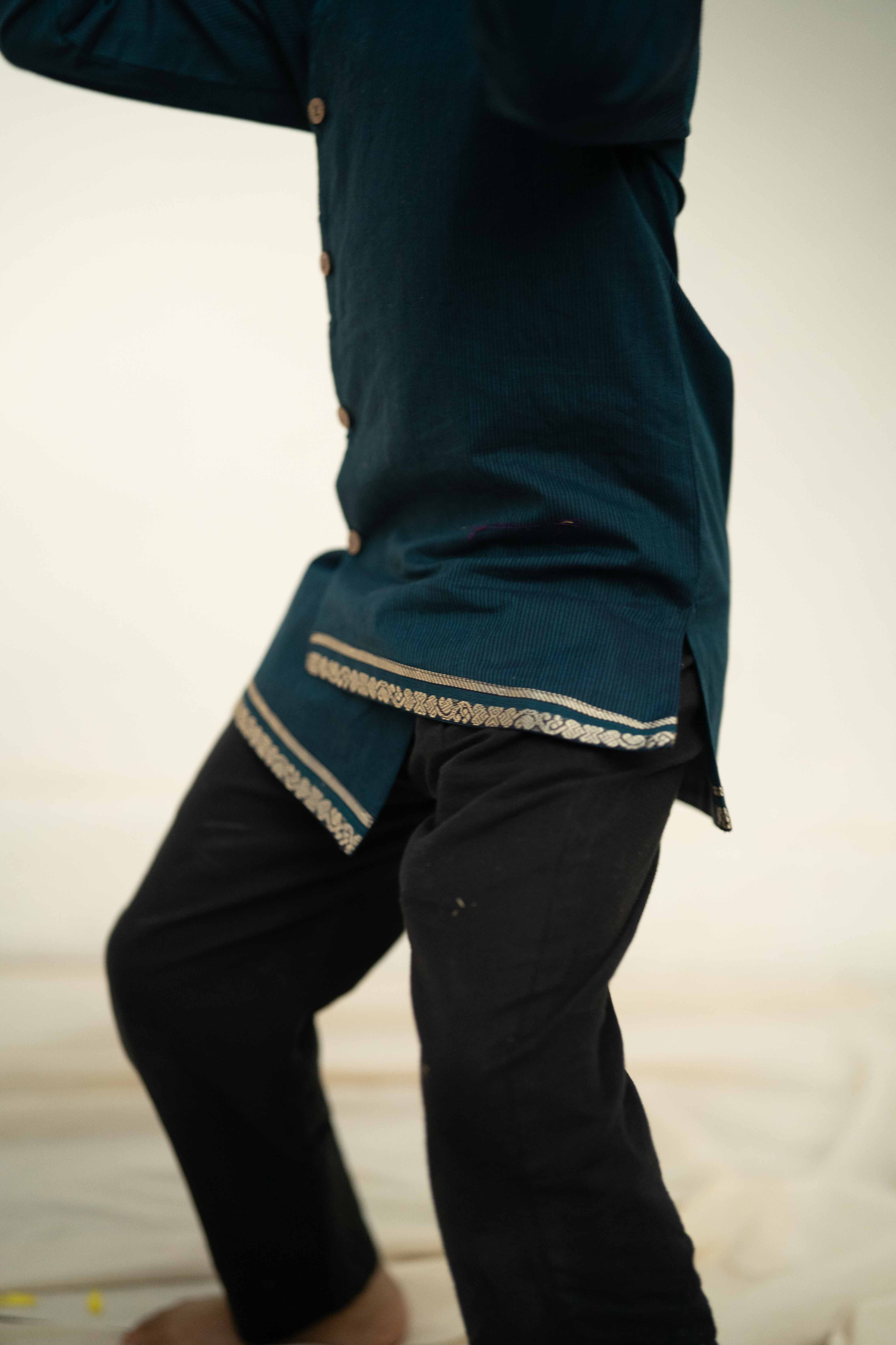 Blue Cross Line Kurta
