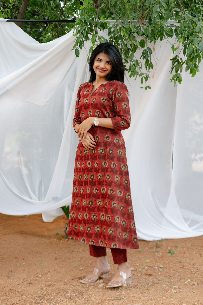 Red marigold A-Line Set