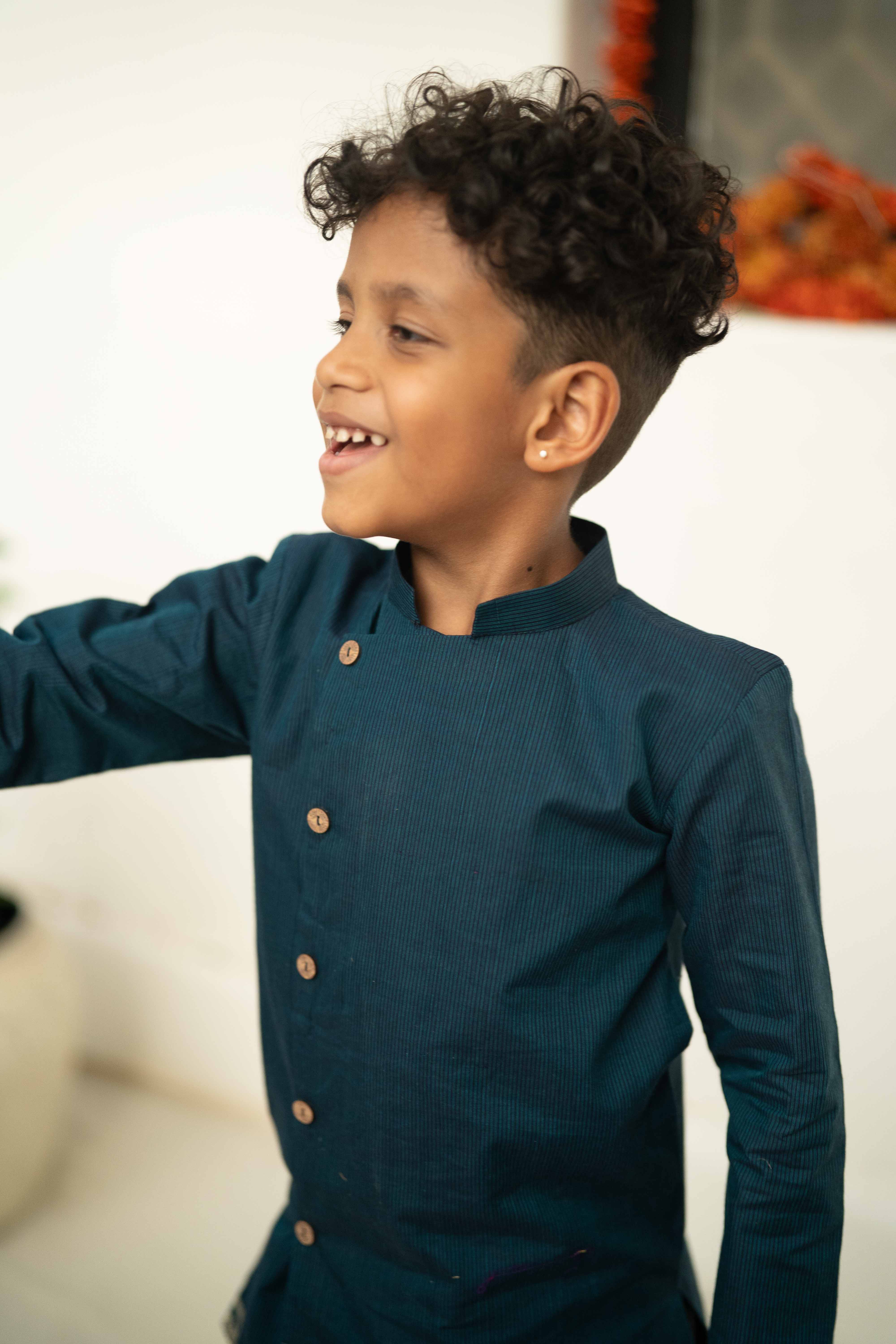Blue Cross Line Kurta
