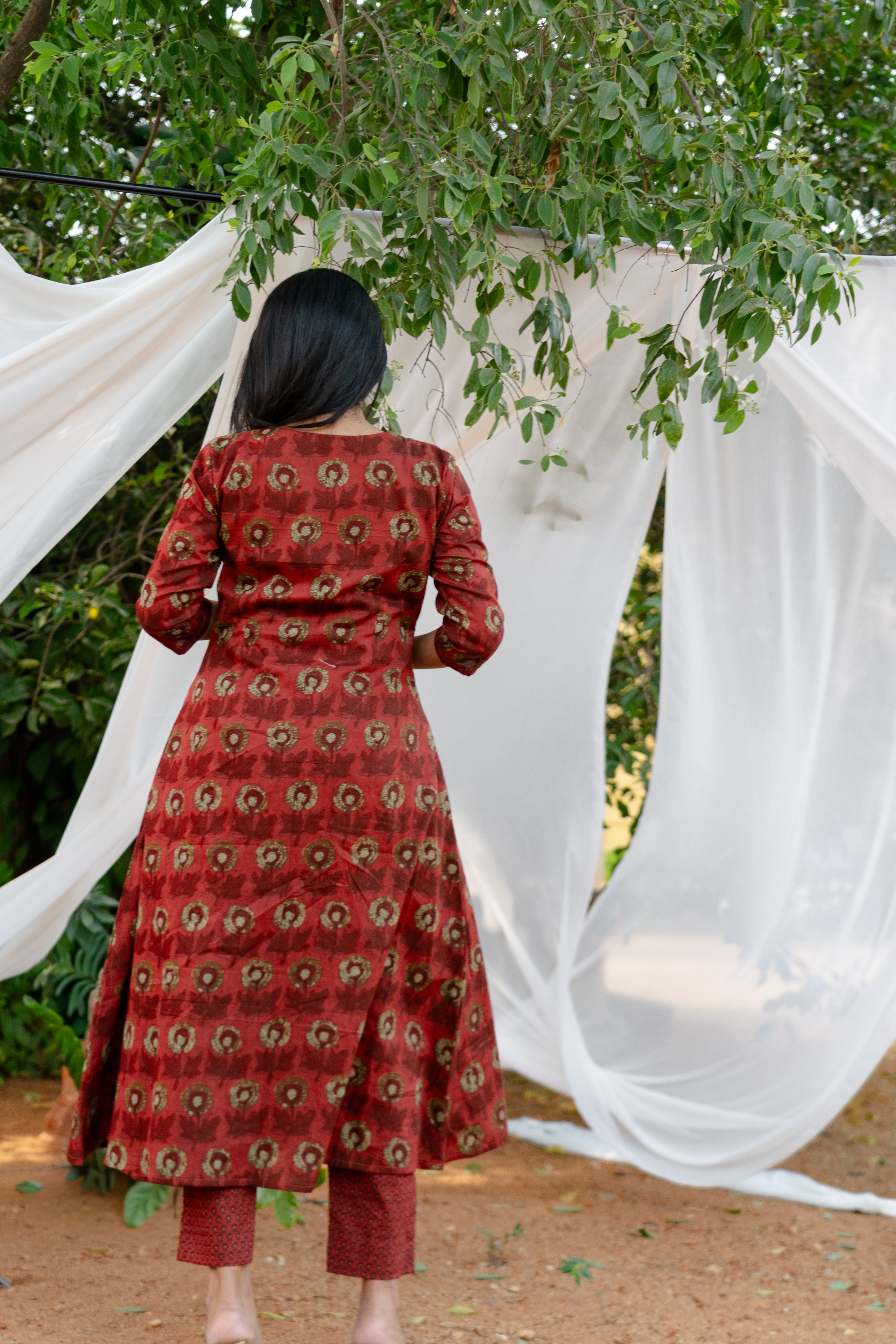 Red marigold A-Line Set