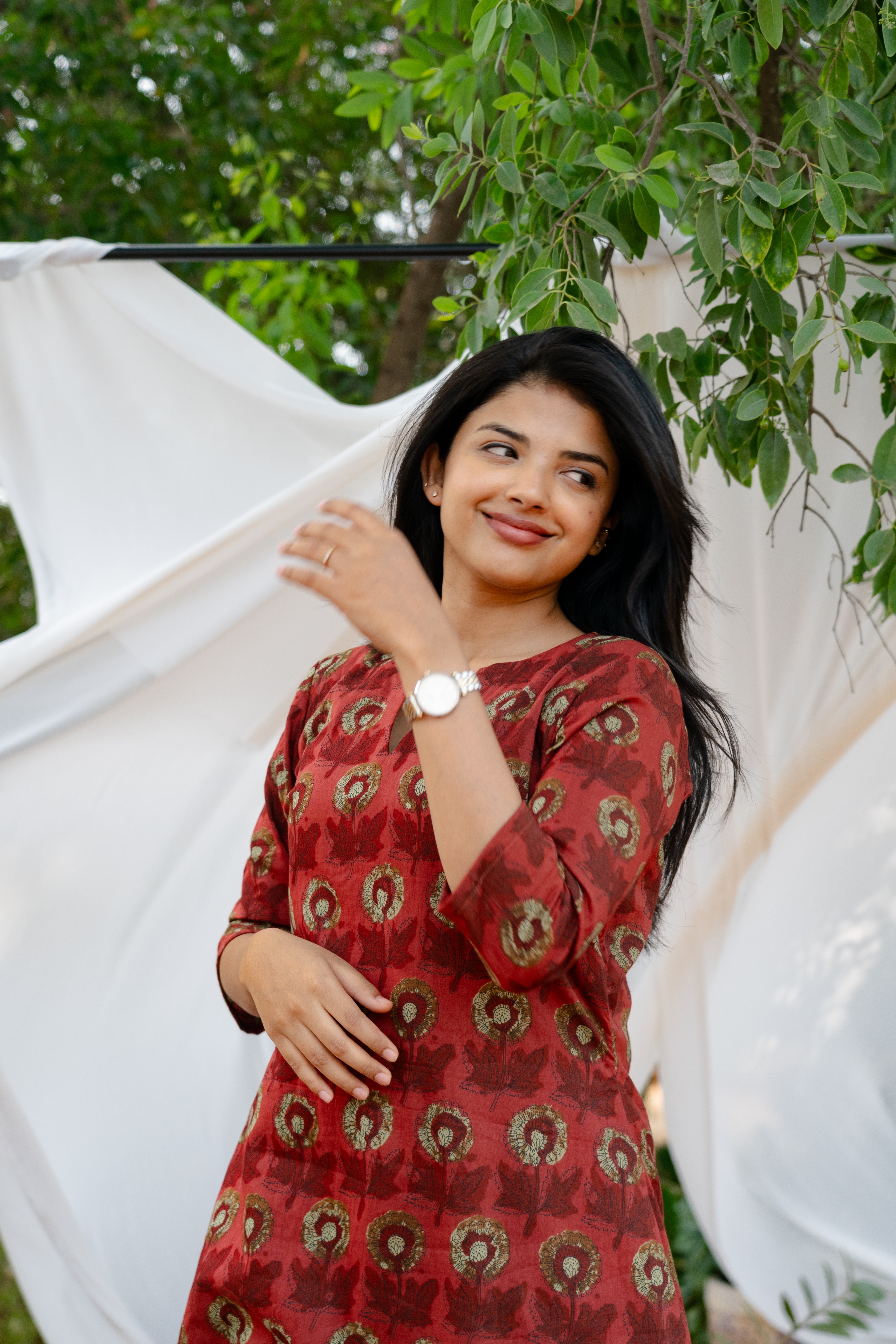 Red marigold A-Line Set