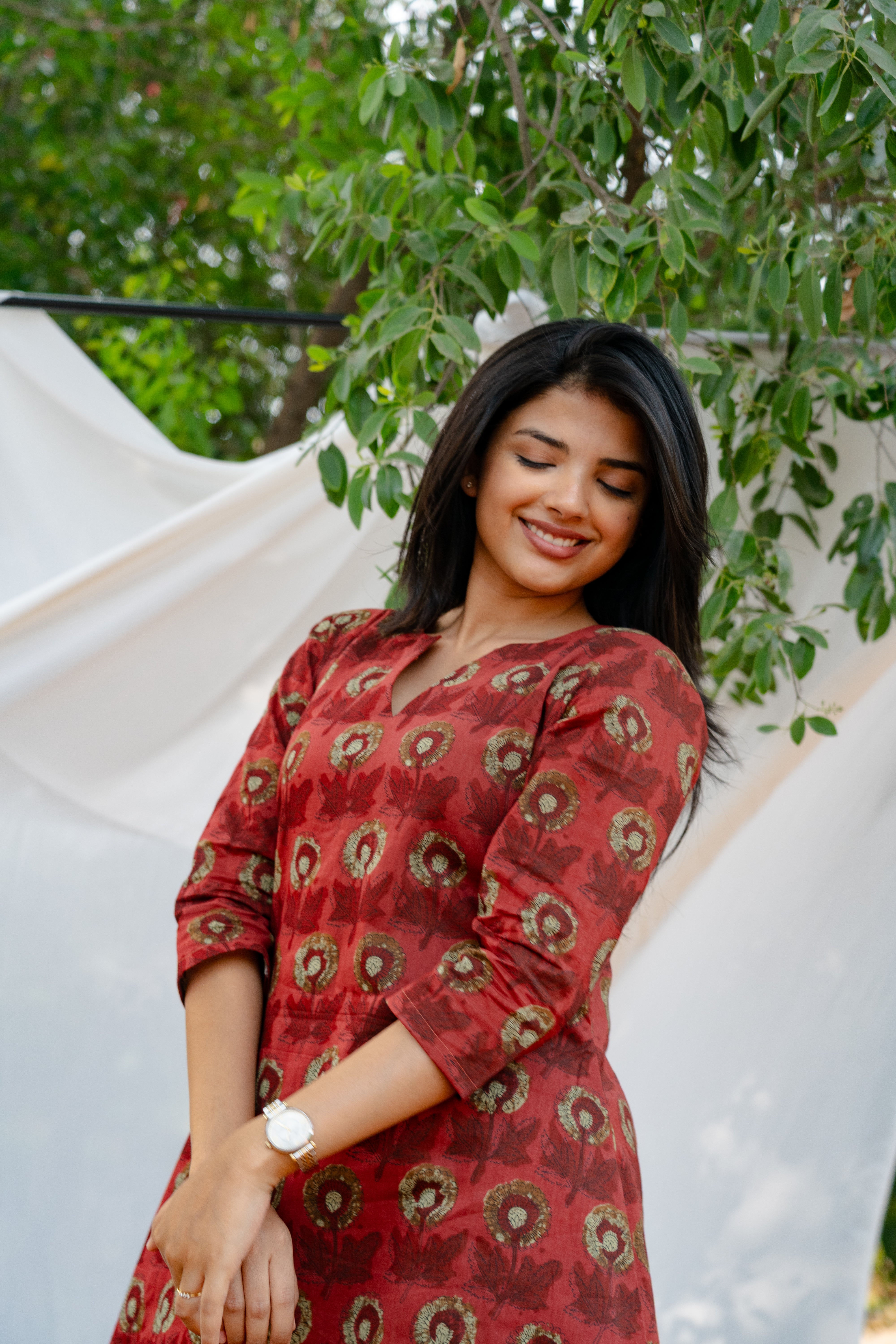 Red marigold A-Line Set