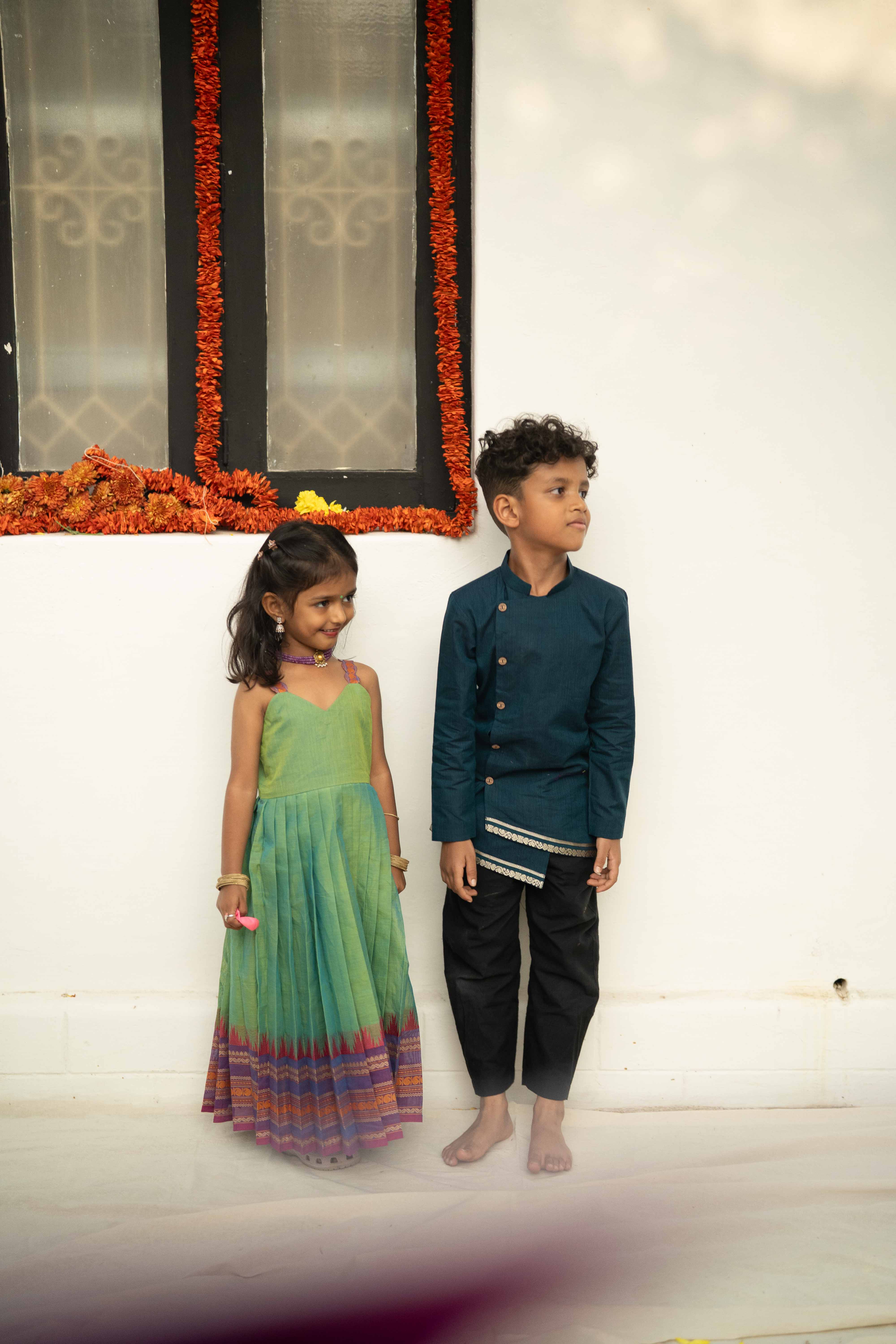 Blue Cross Line Kurta