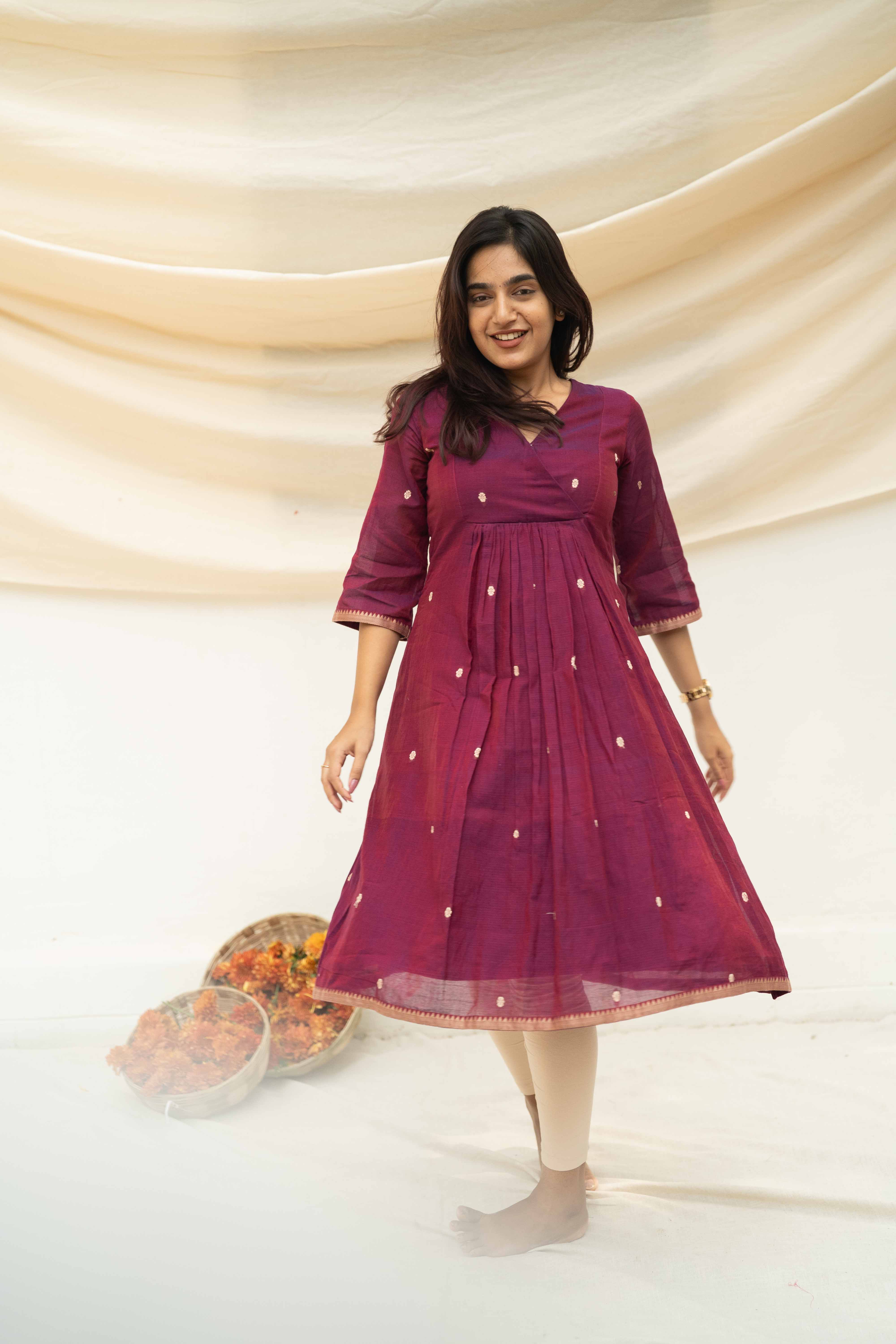 Berry Pink Narayanpet Cotton Top