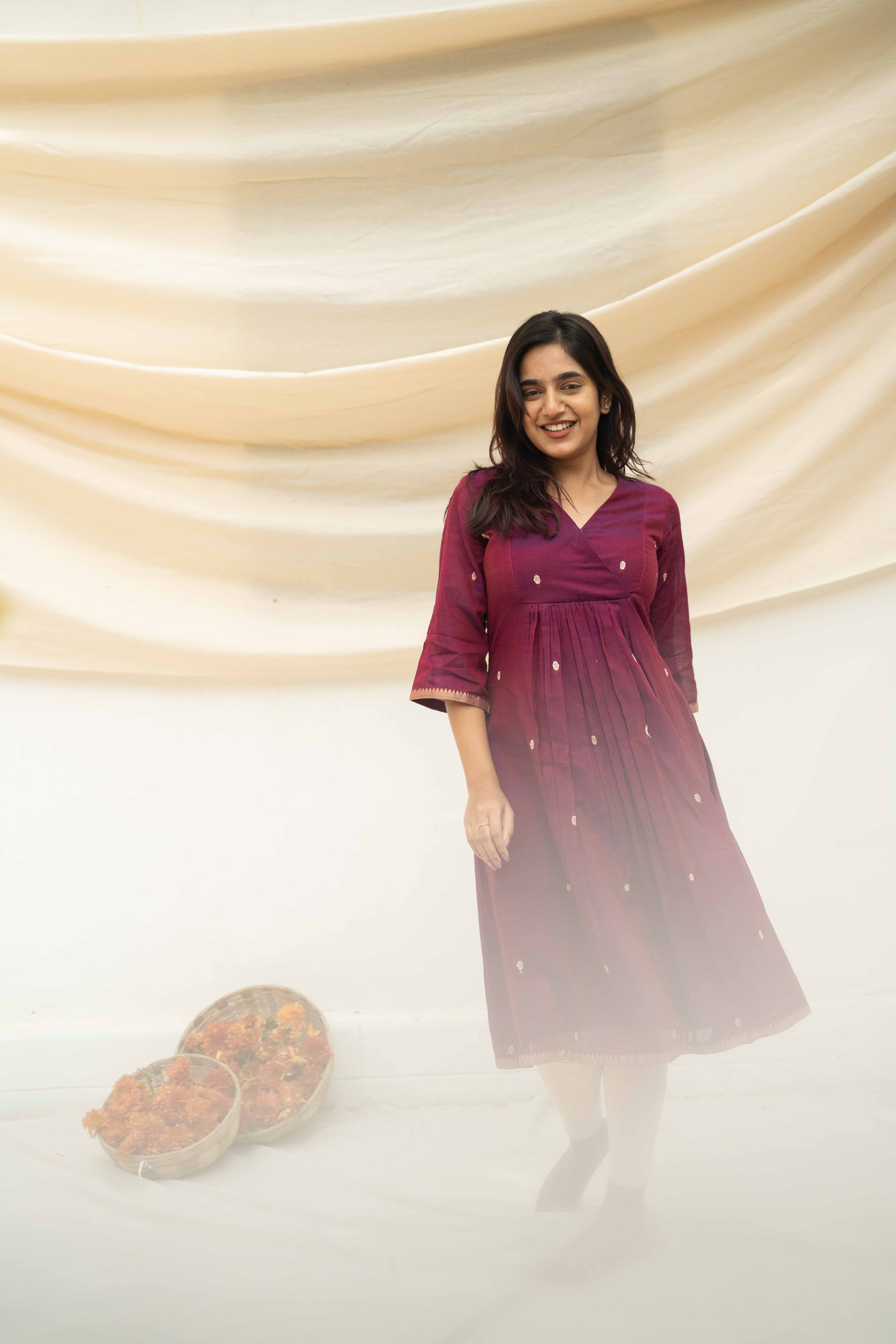 Berry Pink Narayanpet Cotton Top