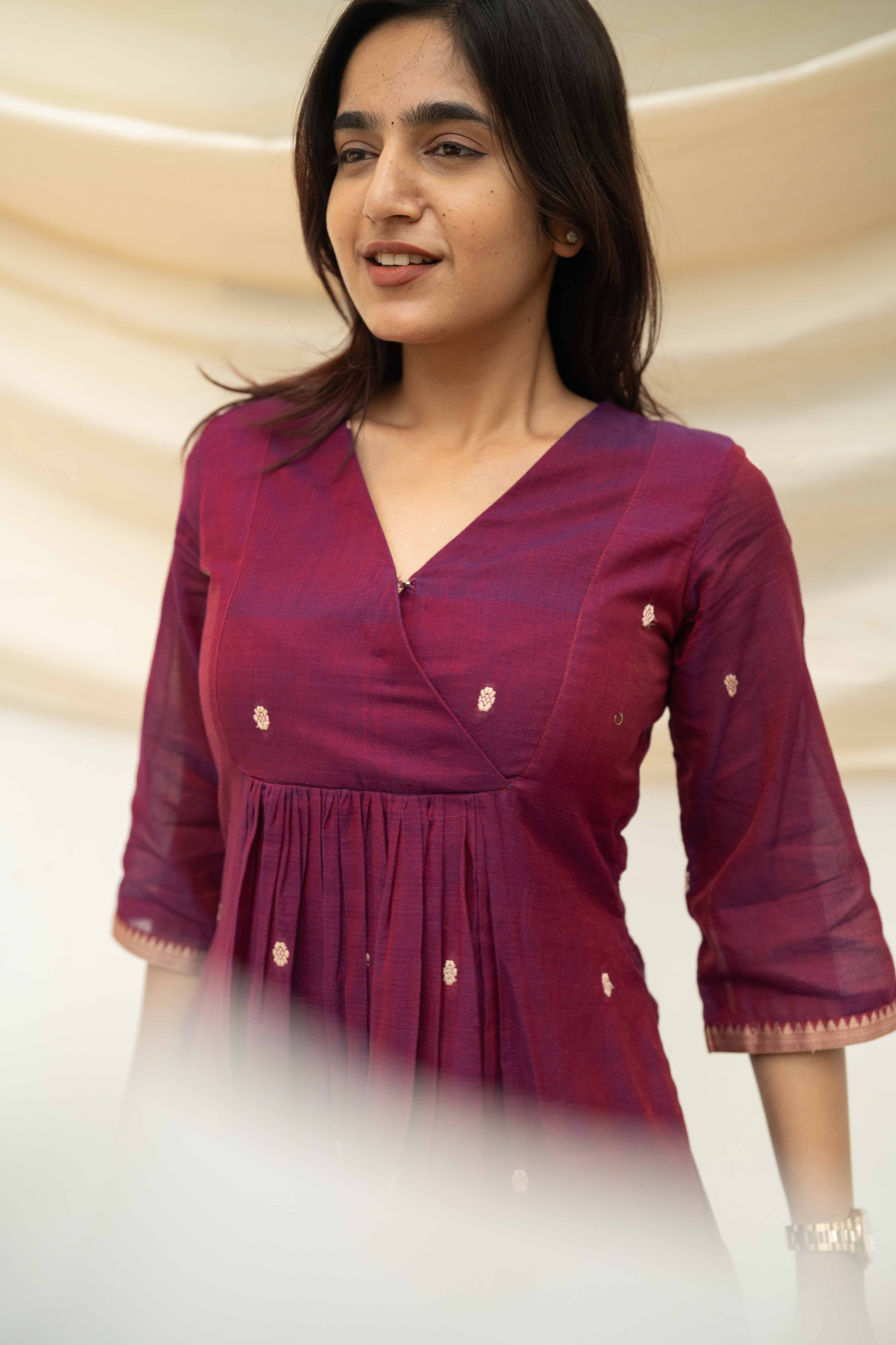 Berry Pink Narayanpet Cotton Top