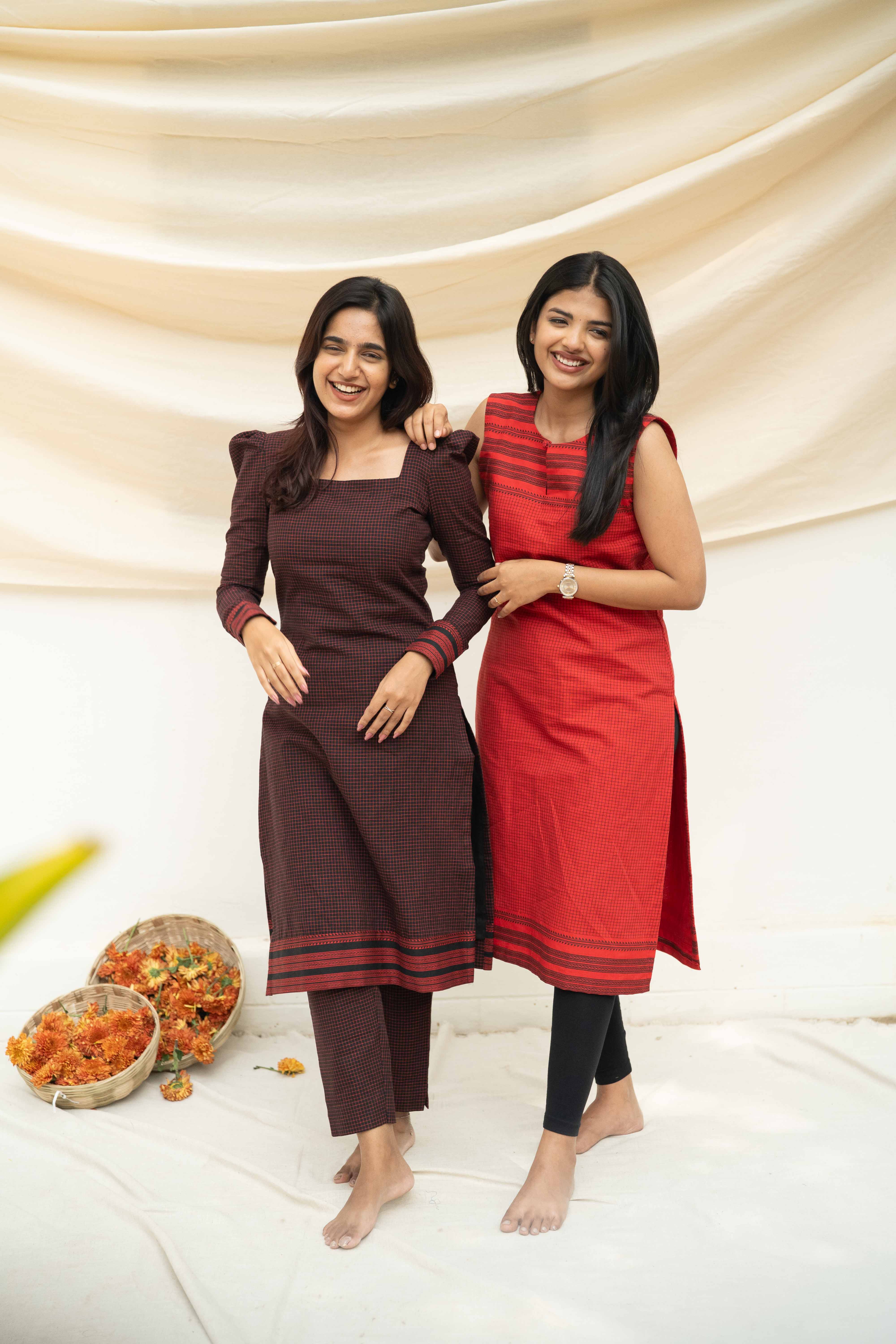 Red kattam Co-ord Set