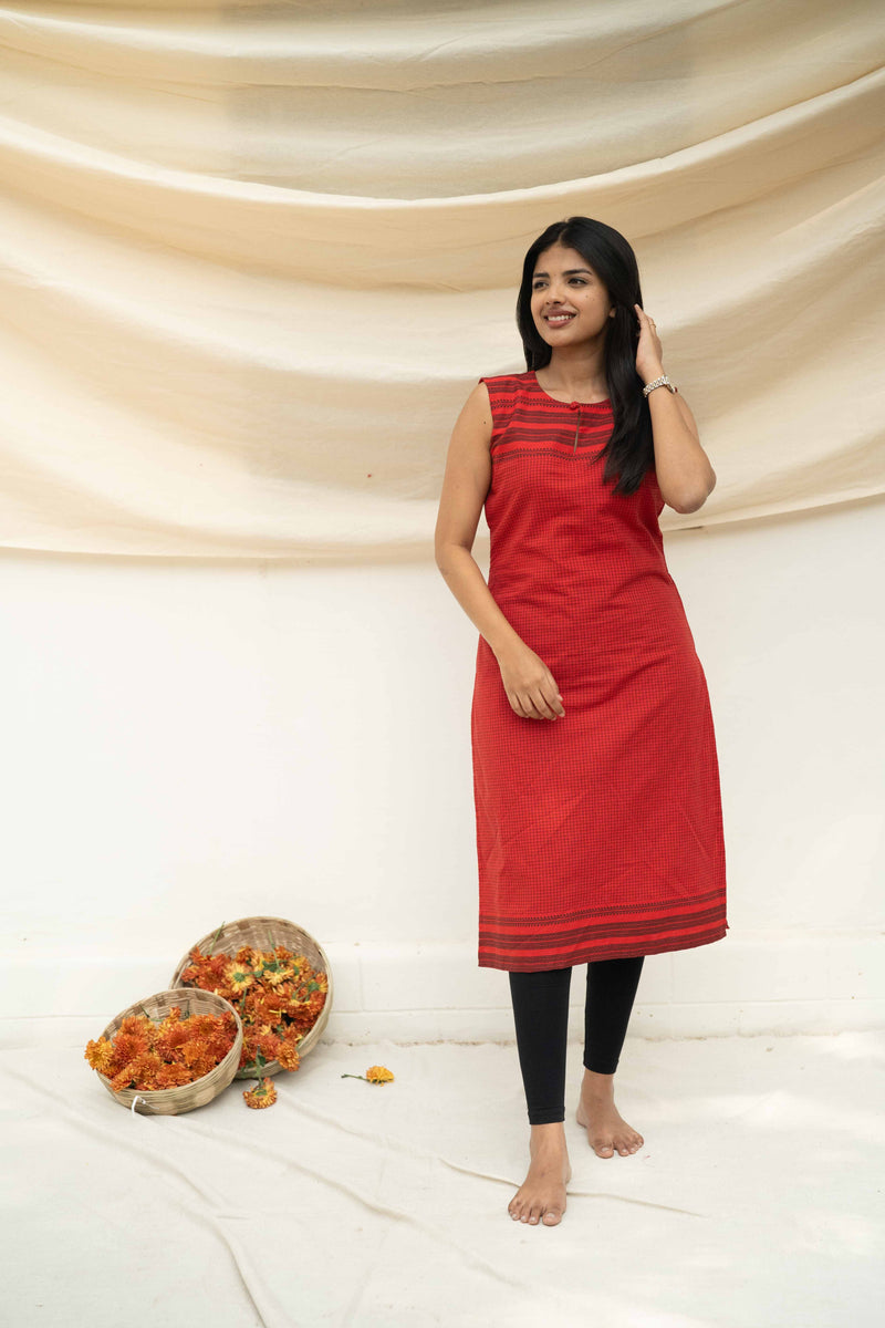 Red kattam Co-ord Set