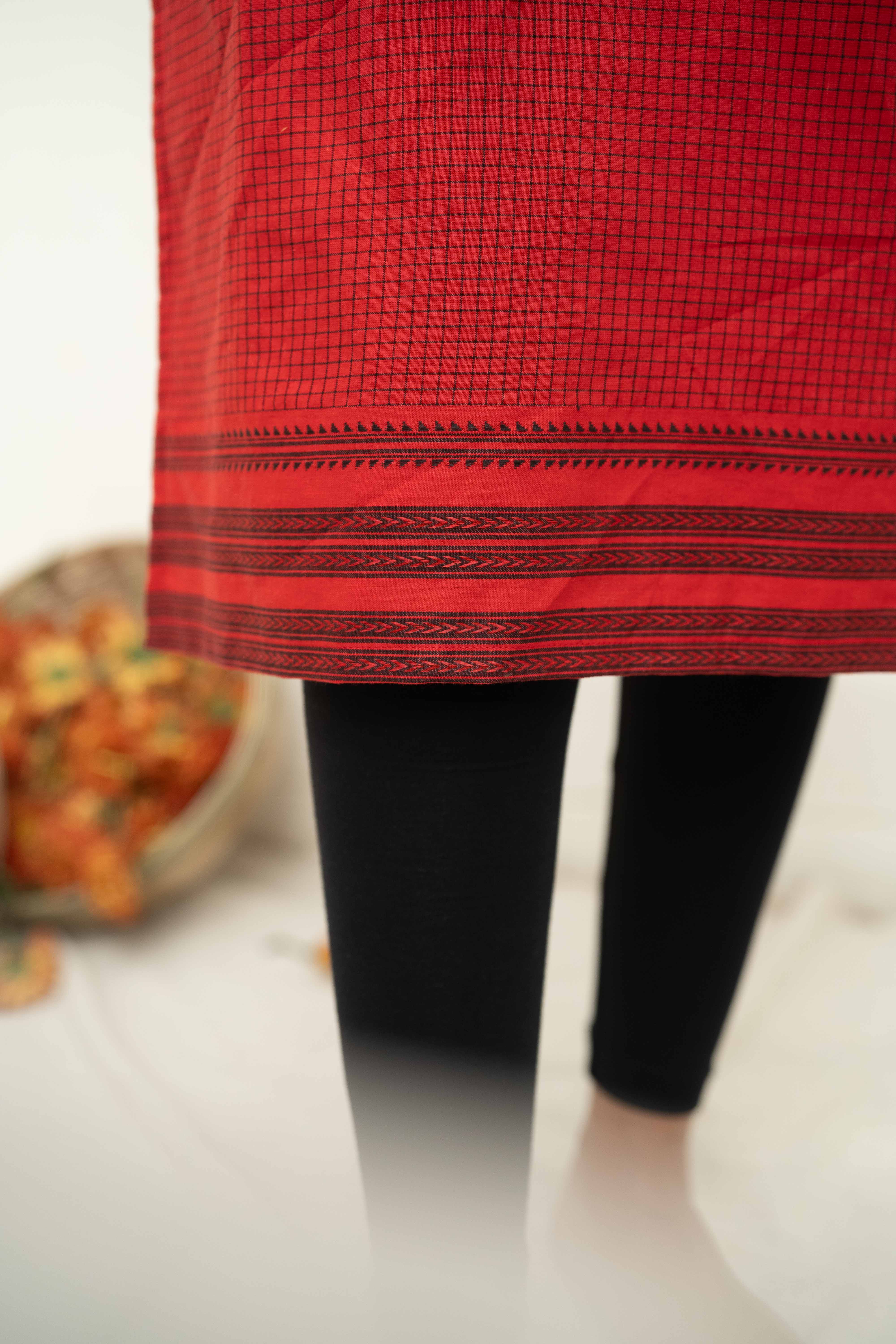 Red kattam Co-ord Set