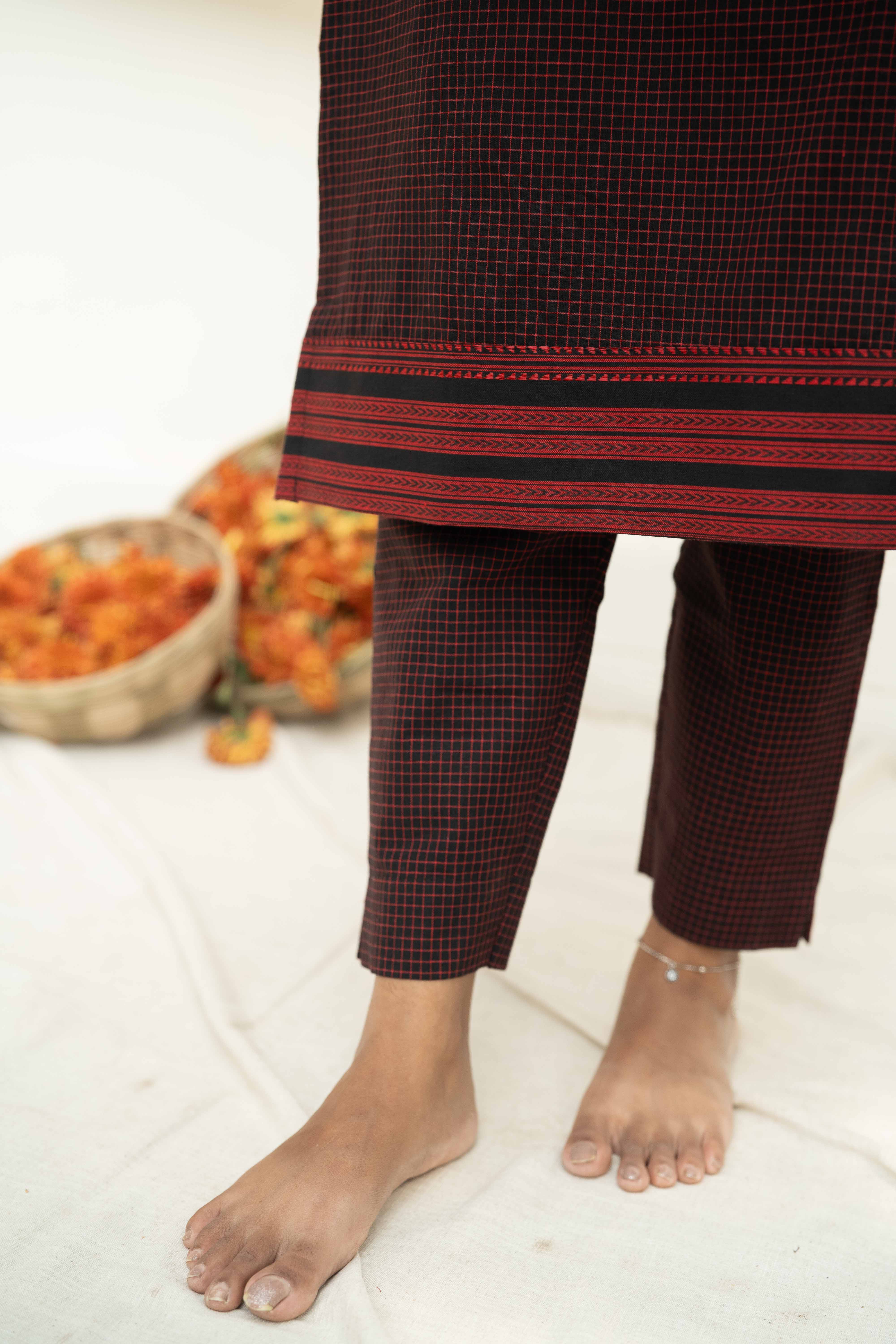 Maroon kattam Co-ord Set