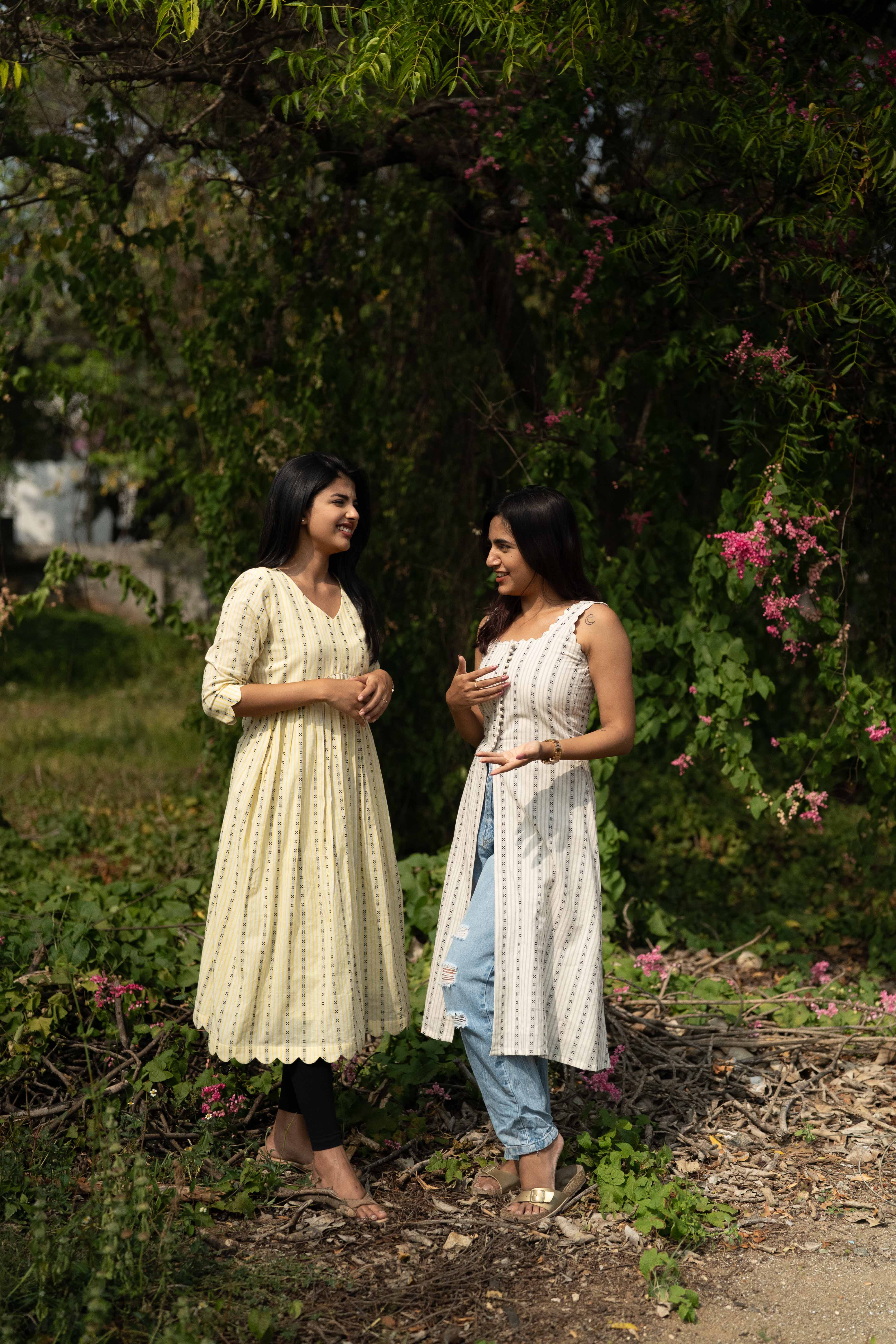 White Scallop Cotton Kurta