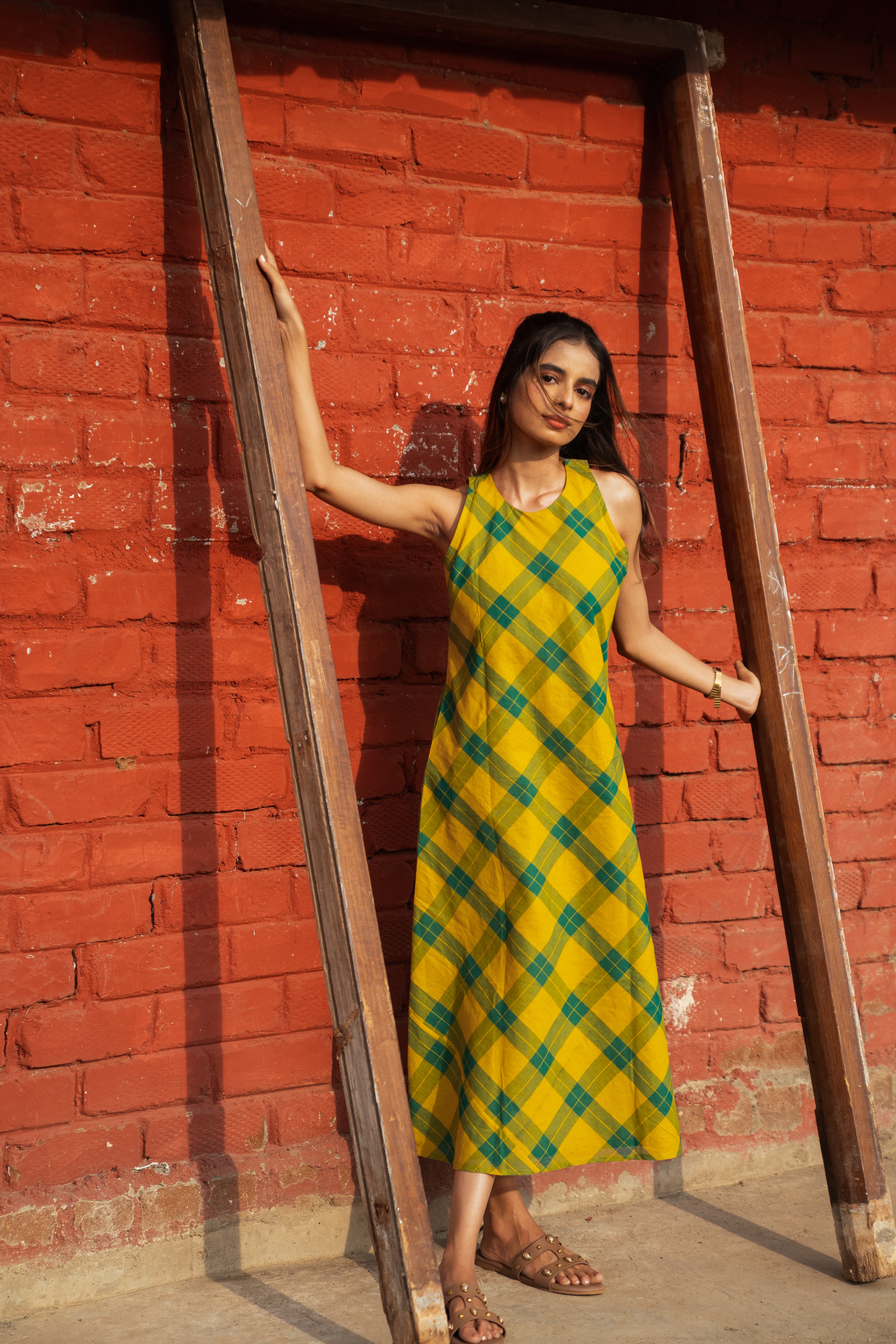 Rasika A line dress - Manjal